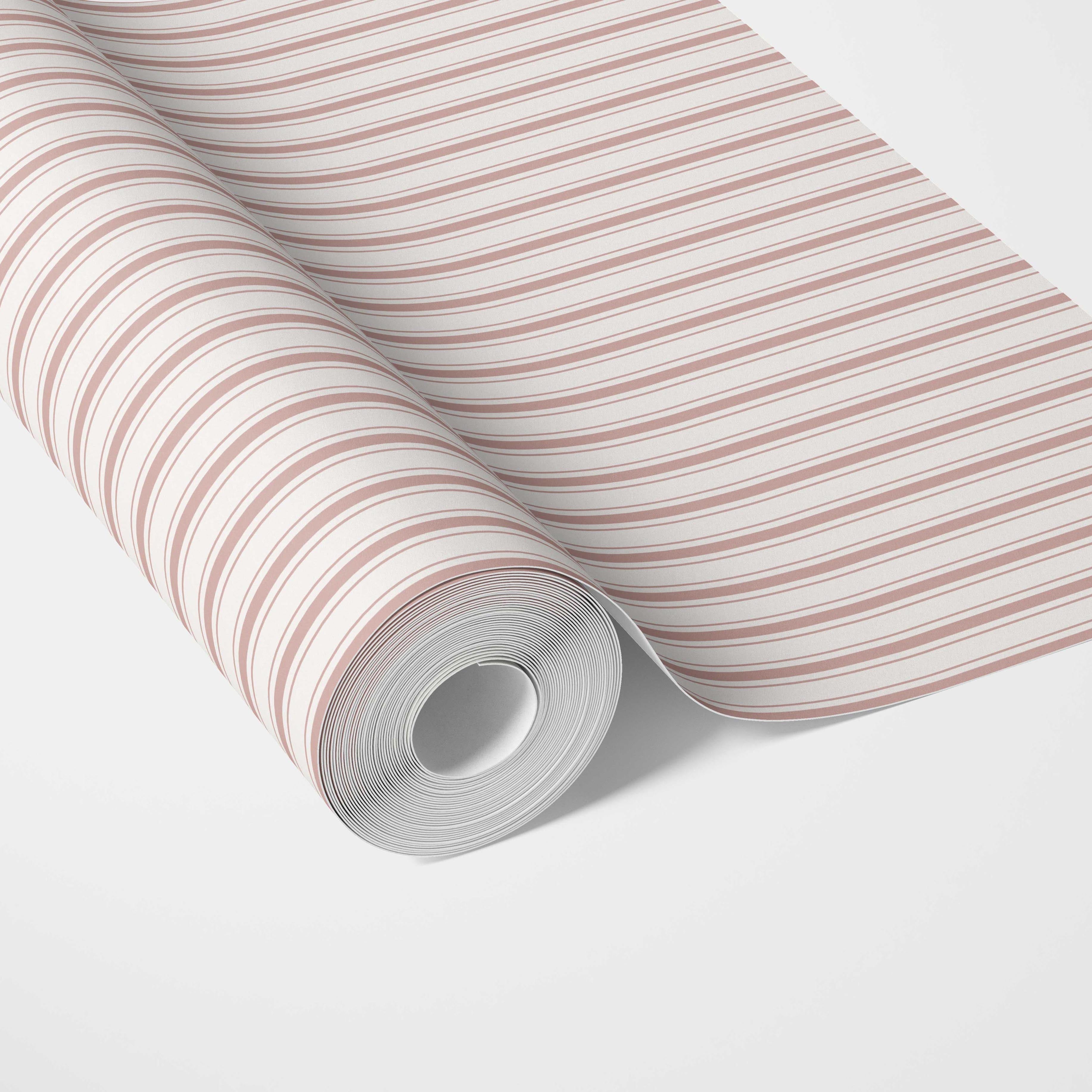 Geometric Striped Traditional Wallpaper Sample (Pastel Pink)