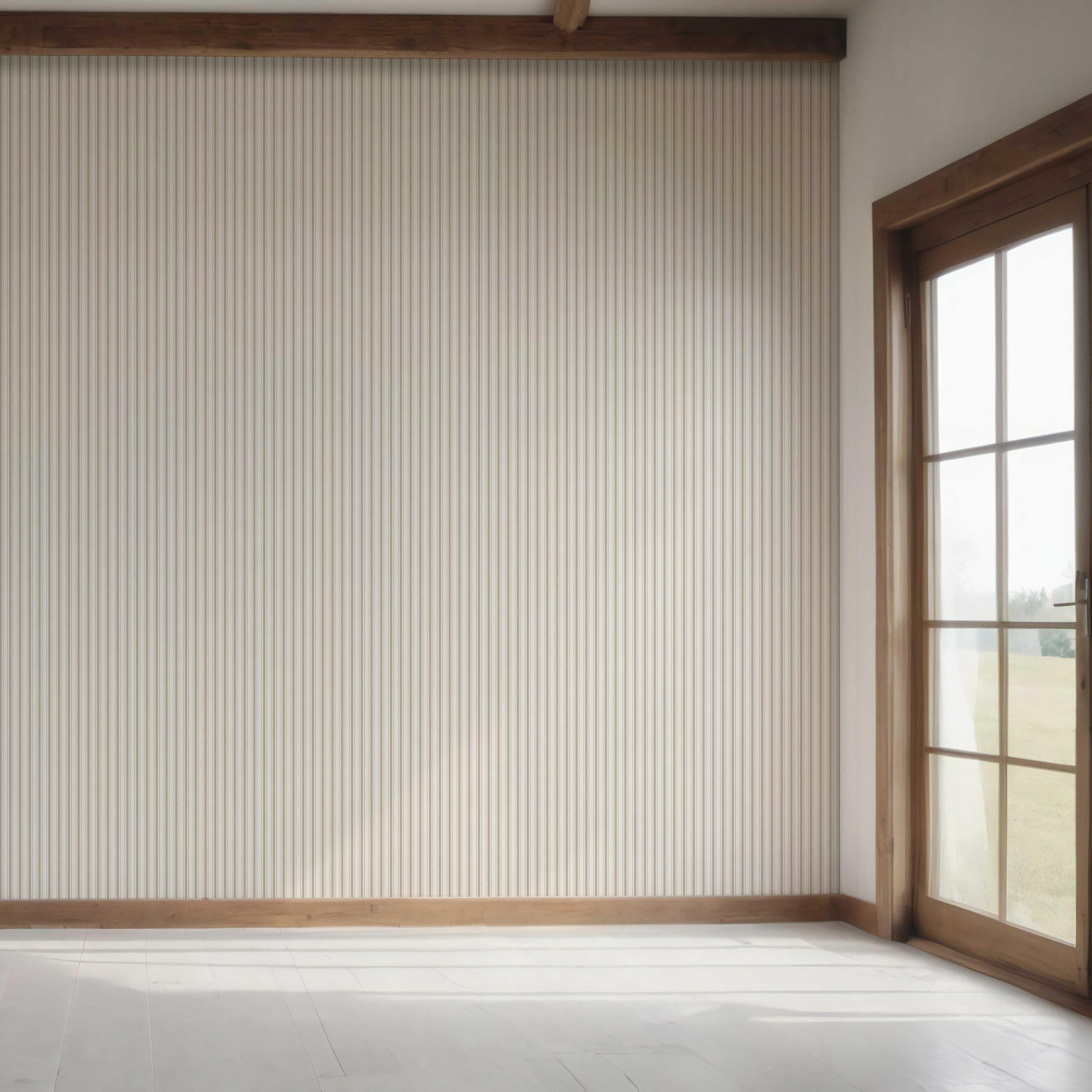 Neutral Geometric Striped Bedroom Wallpaper Sample (Beige/ Cool Taupe)