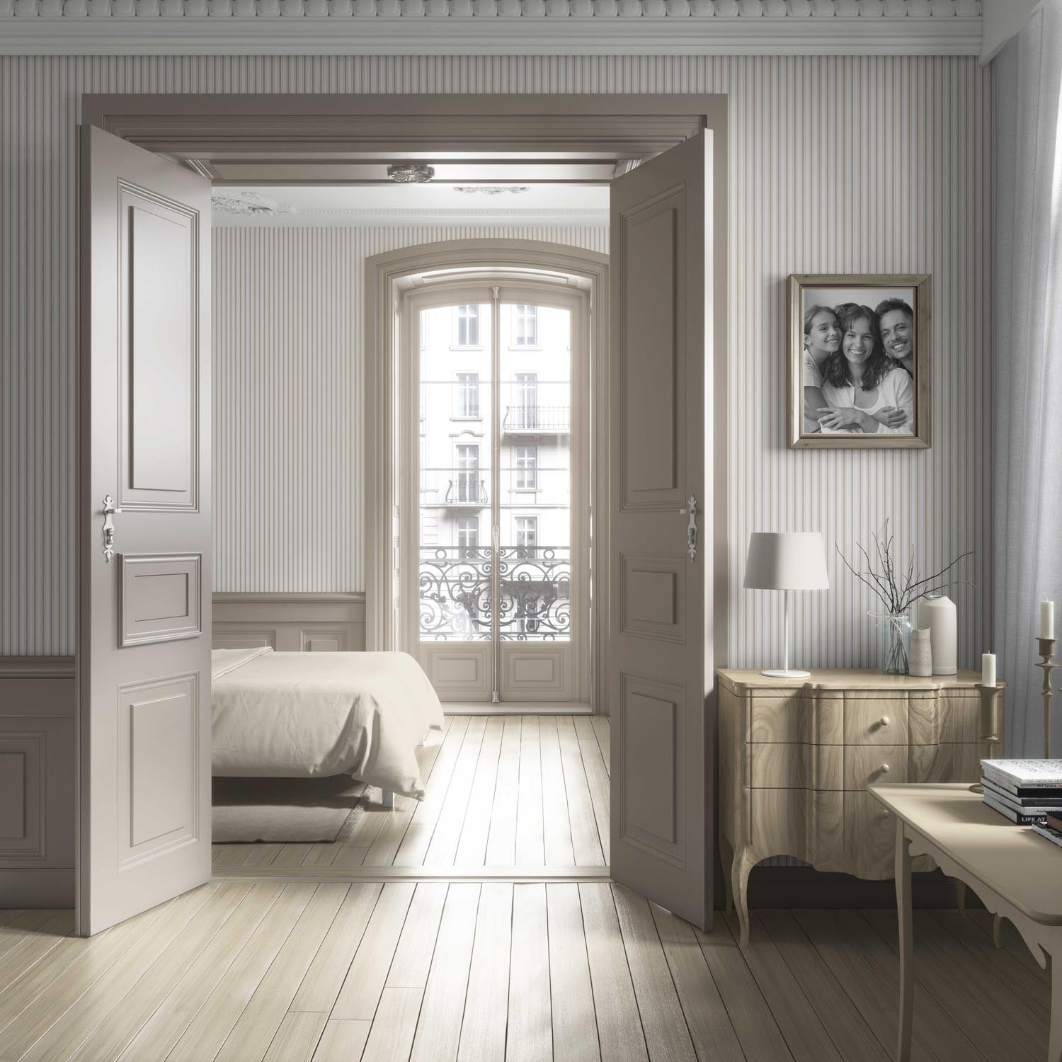 Neutral Geometric Striped Living Room Wallpaper (Beige/ Cool Taupe)