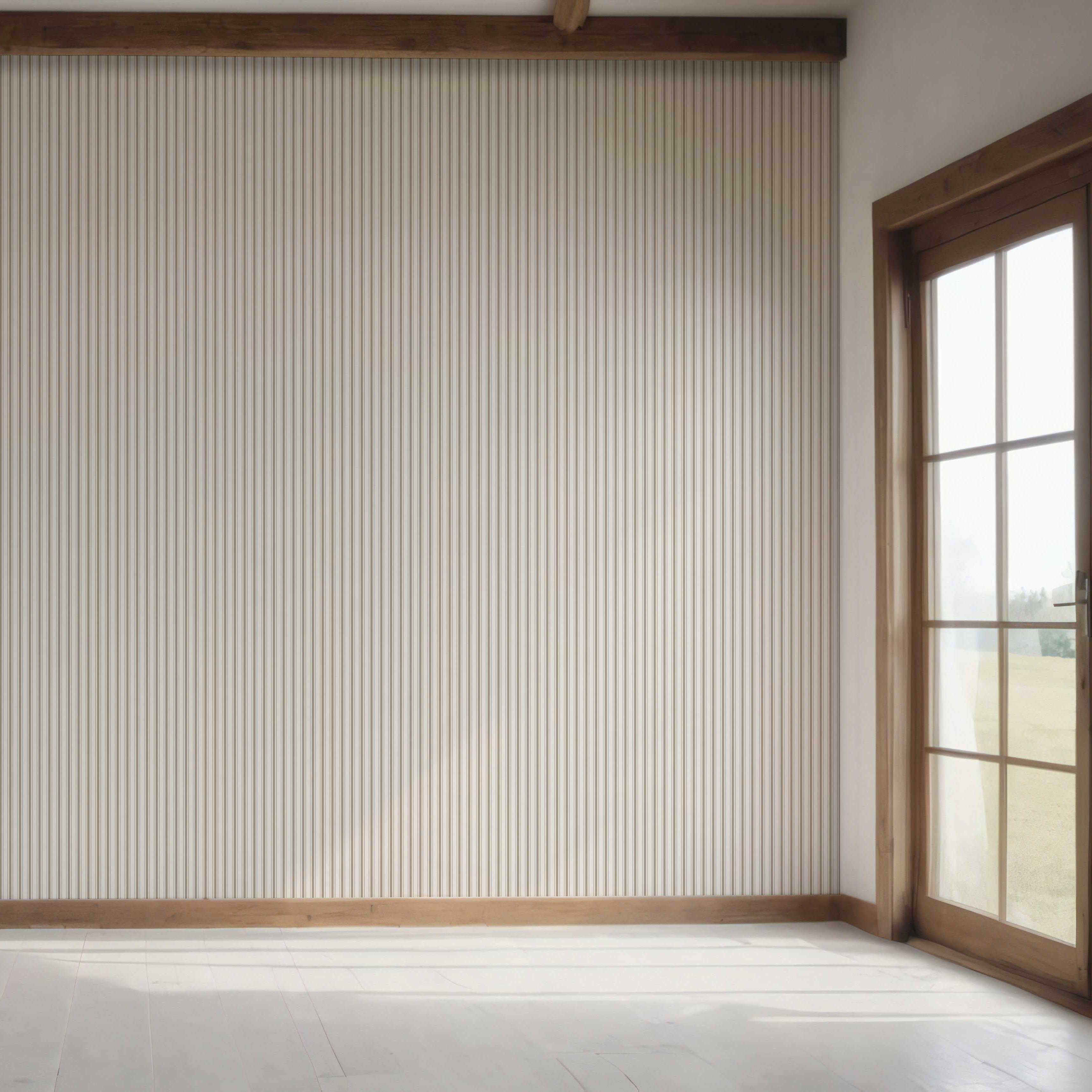 Neutral Geometric Striped Bedroom Wallpaper Sample (Greige/ Beige/ Warm Gray)