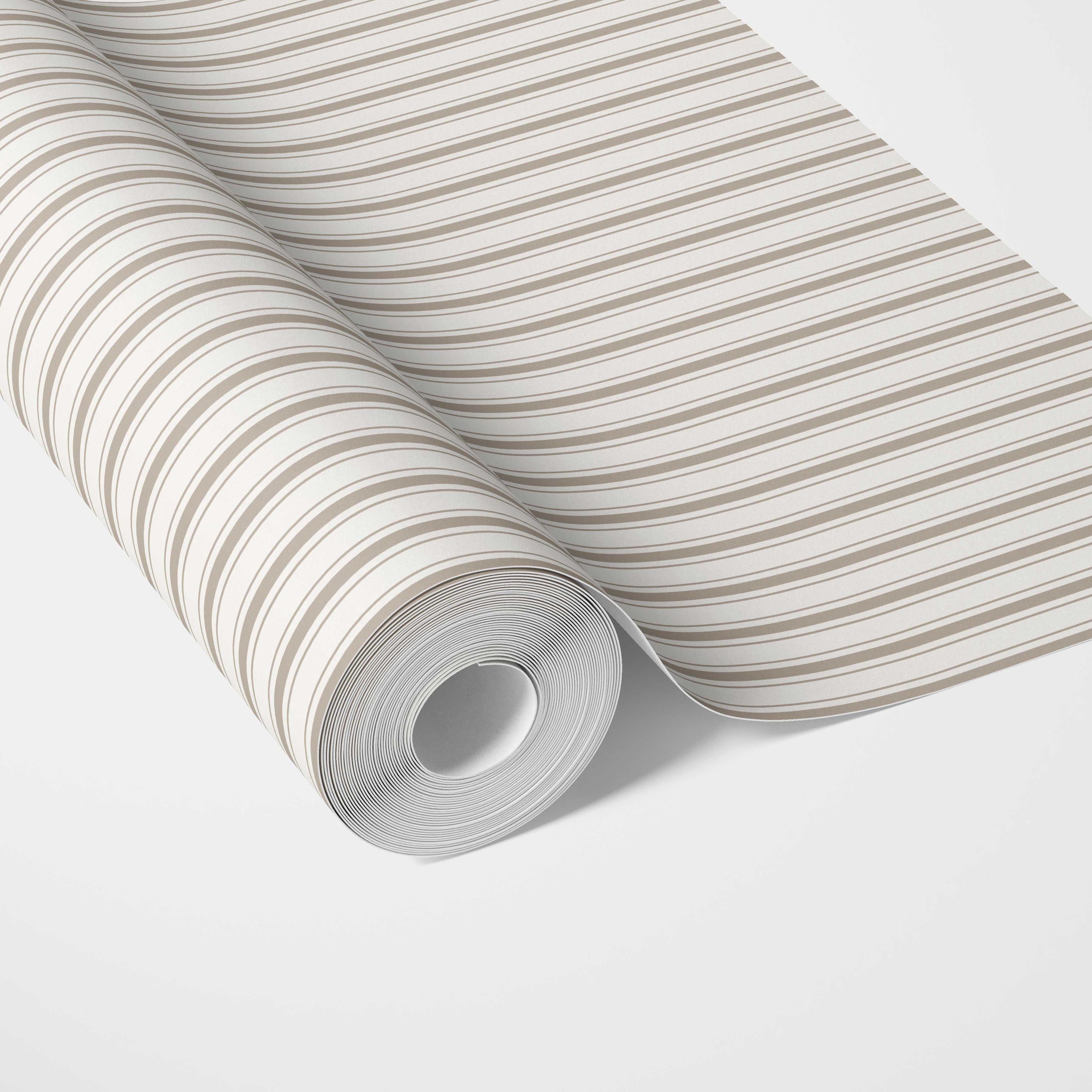 Neutral Geometric Striped Traditional Wallpaper (Greige/ Beige/ Warm Gray)