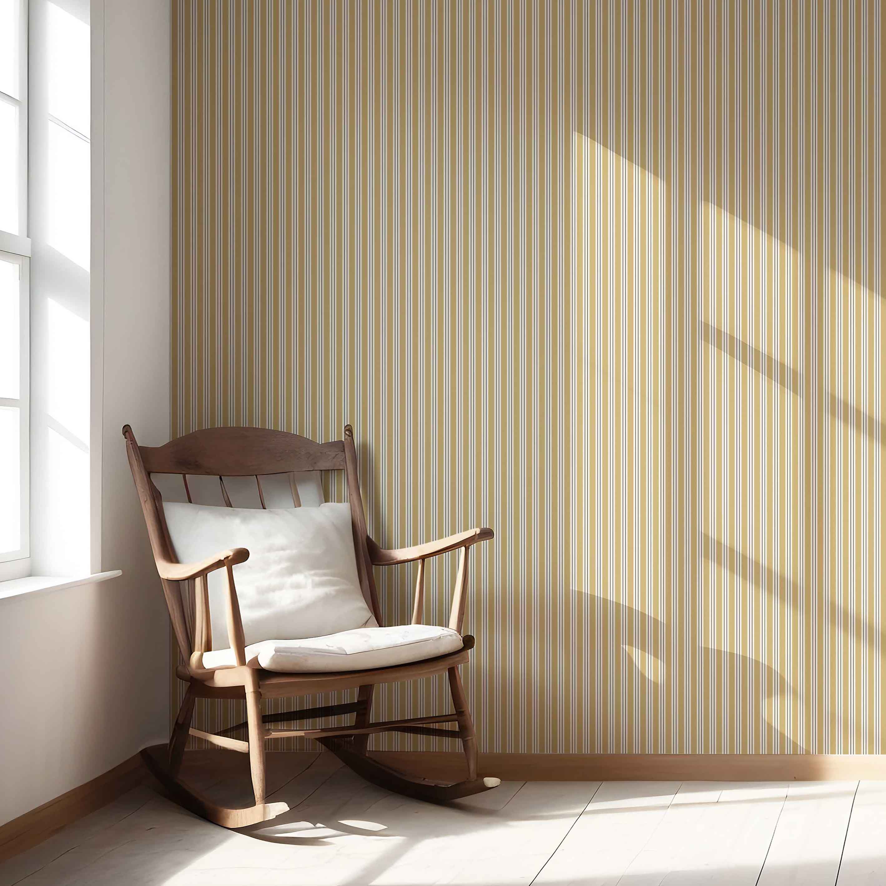 Geometric Striped Nursery Wallpaper Sample (Ochre Yellow)