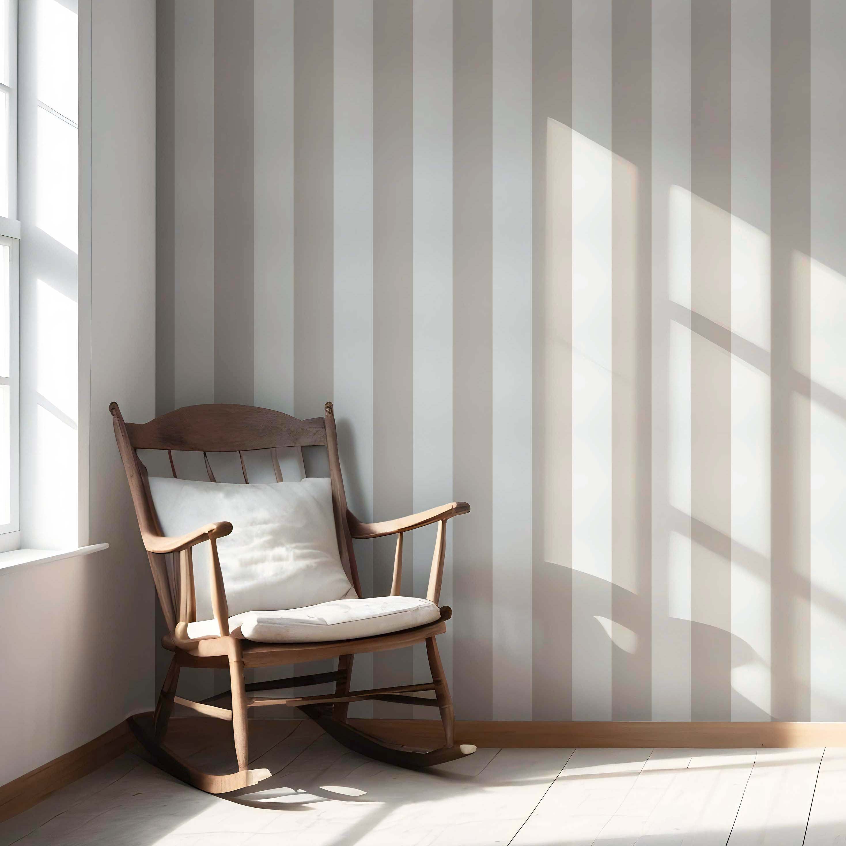 Neutral Geometric Striped Nursery Wallpaper (Beige/ Greige/ White)
