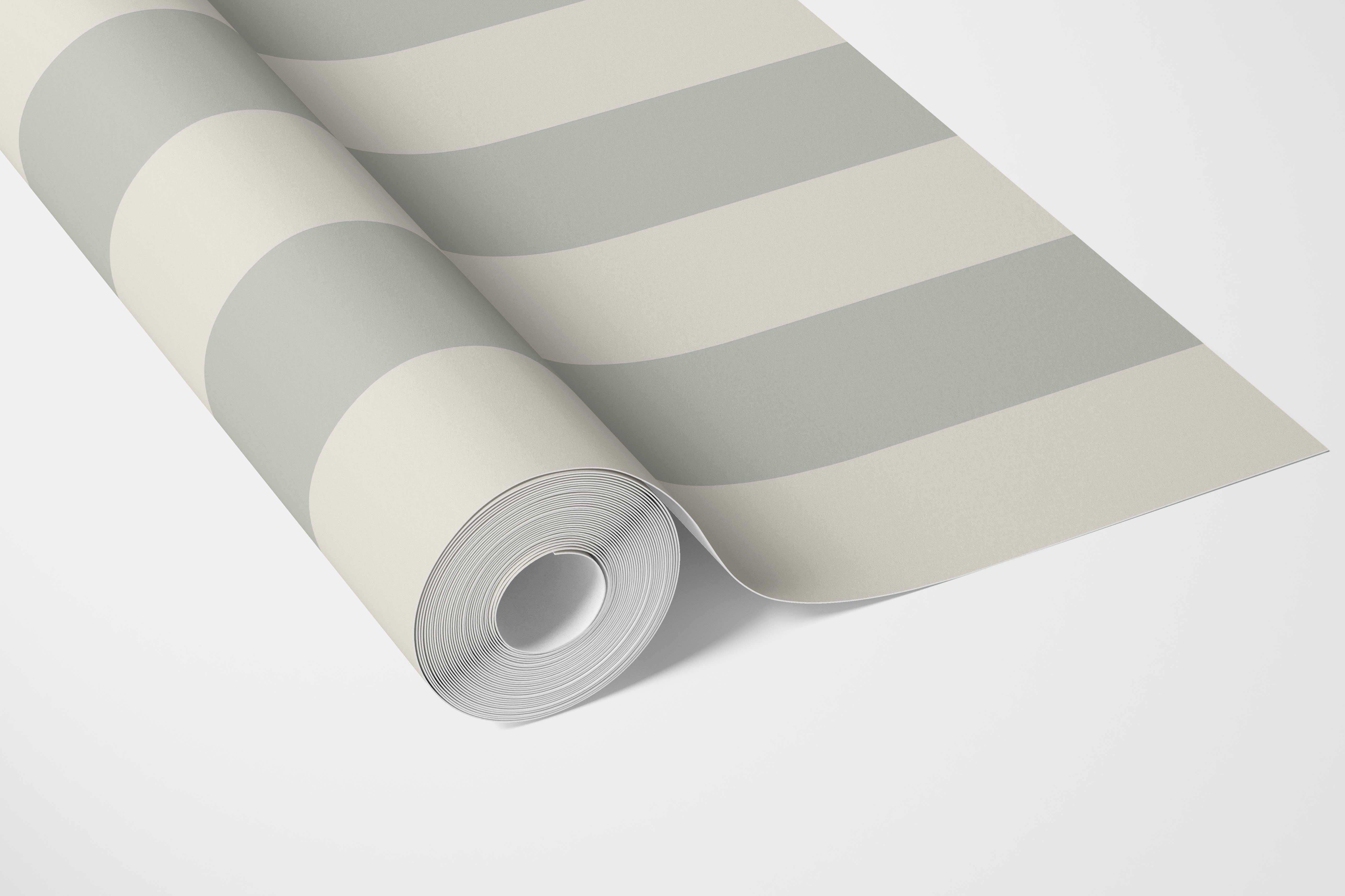 Neutral Geometric Striped Bathroom Wallpaper (Sage Gray/ Cream)