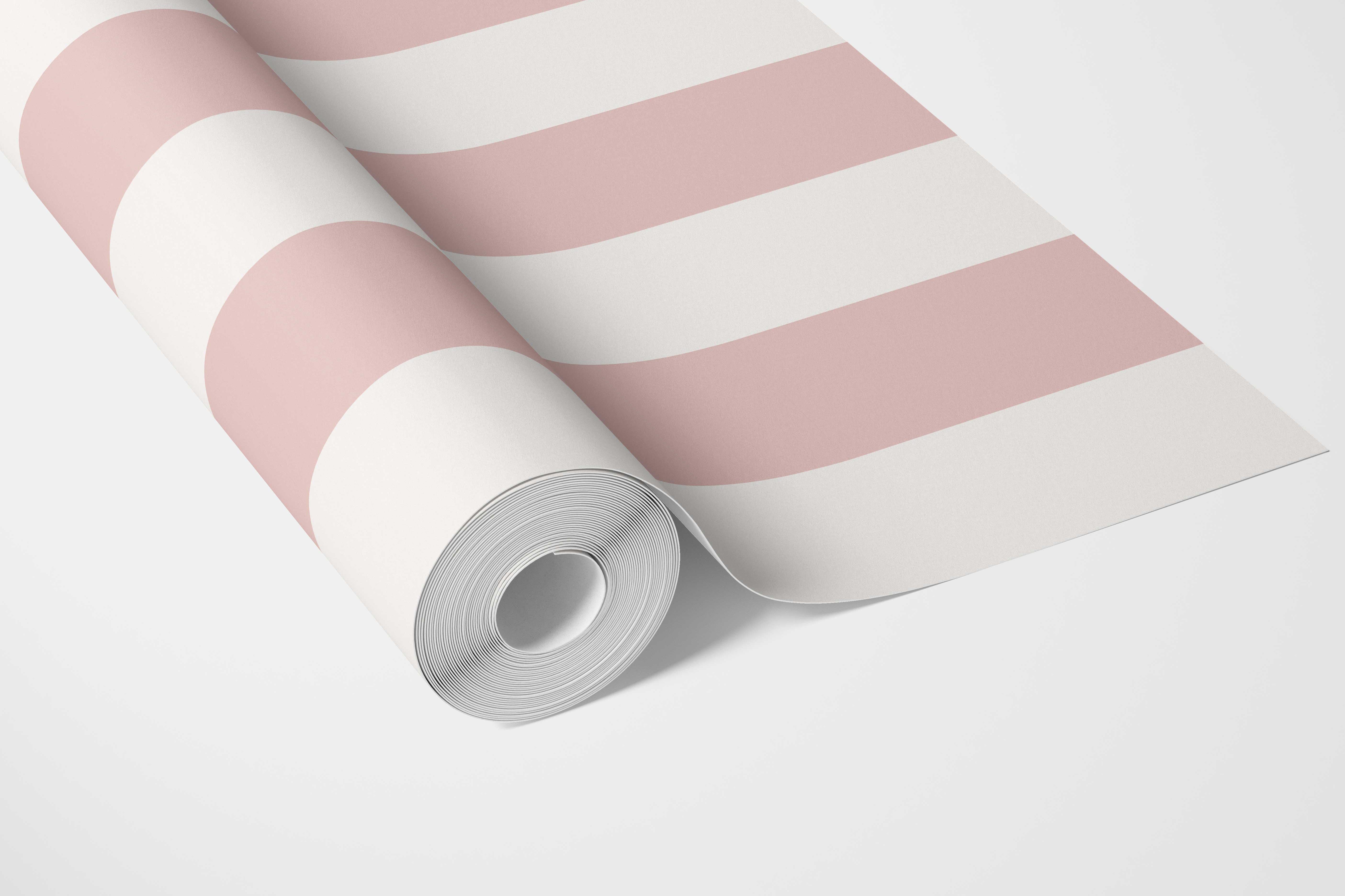 Geometric Striped Bathroom Wallpaper (Blush Pink/ White)