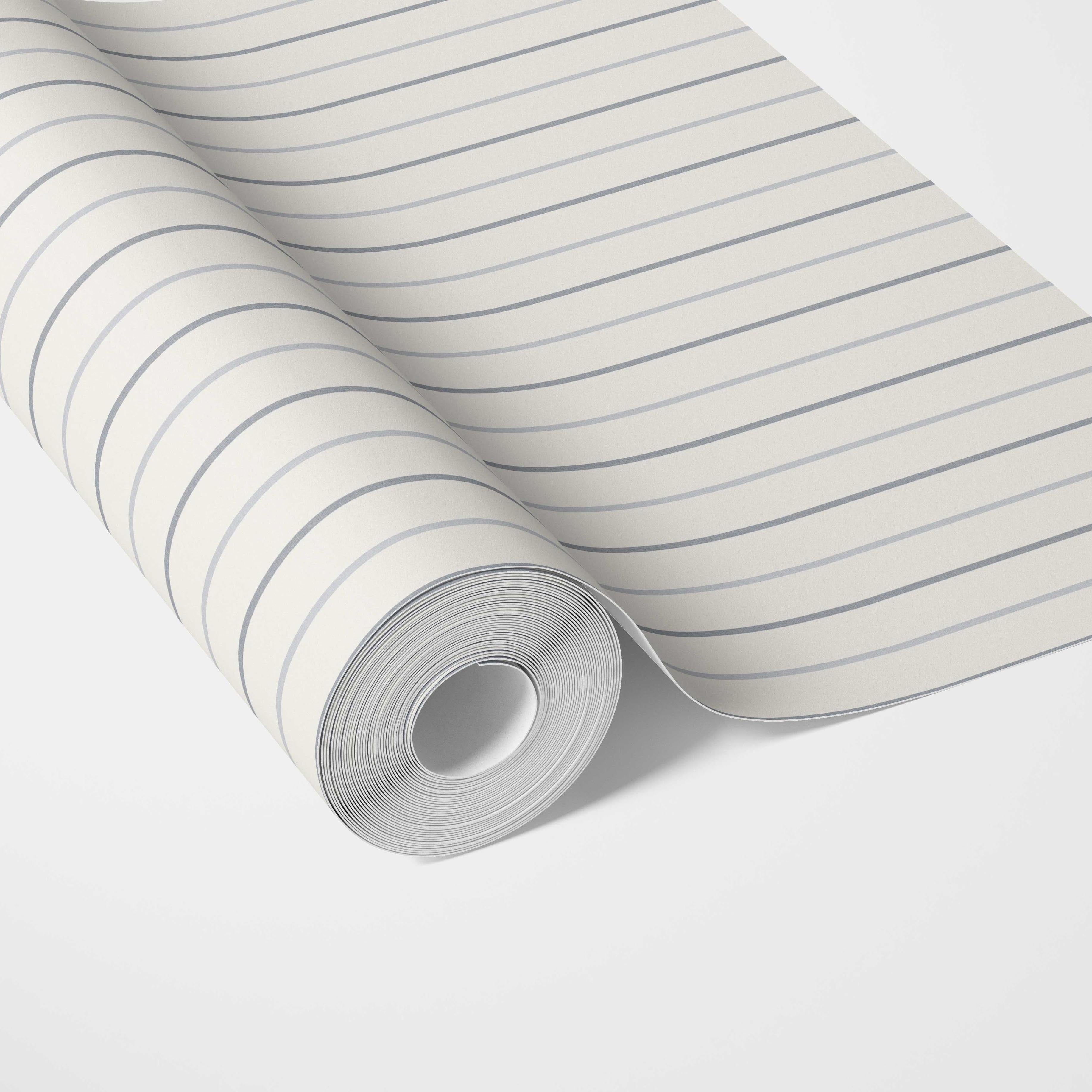 Neutral Geometric Striped Traditional Wallpaper (Cream/ White/ Gray)