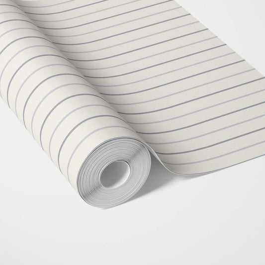 Neutral Geometric Striped Traditional Wallpaper Sample (Cream/ White/ Gray)