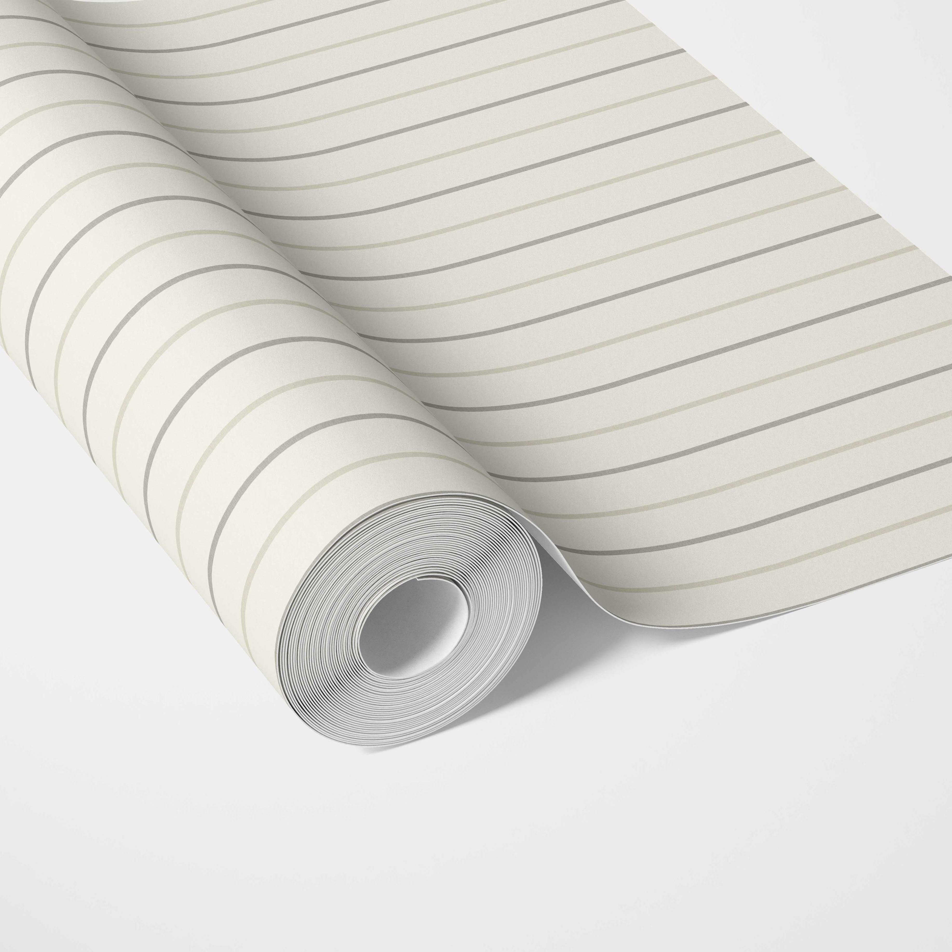 Neutral Geometric Striped Traditional Wallpaper Sample (Sage Gray/ Beige/ Cream)