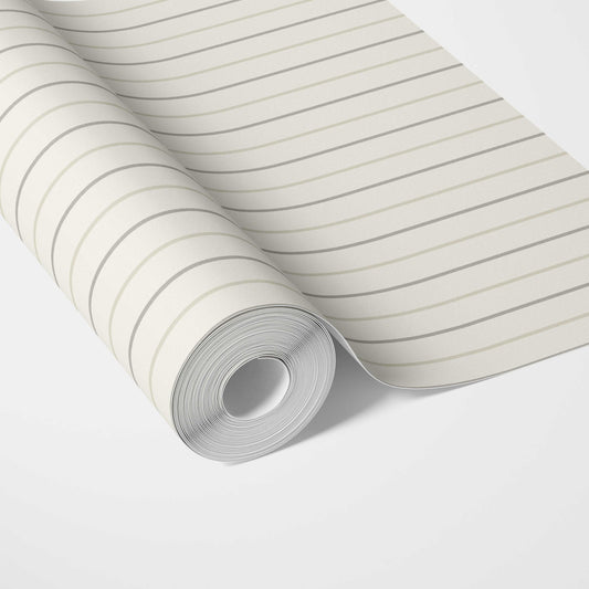 Neutral Geometric Striped Traditional Wallpaper Sample (Sage Gray/ Beige/ Cream)