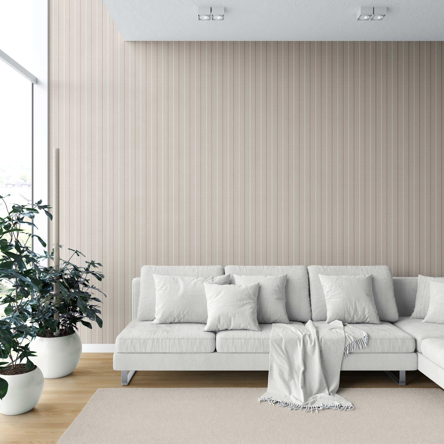 Neutral Geometric Striped Shower Toilet Wallpaper Sample (Neutral Brown/ Beige)