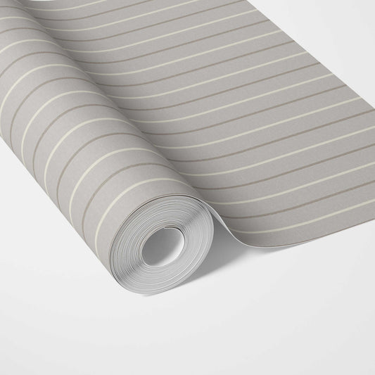 Neutral Geometric Striped Traditional Wallpaper Sample (Gray)