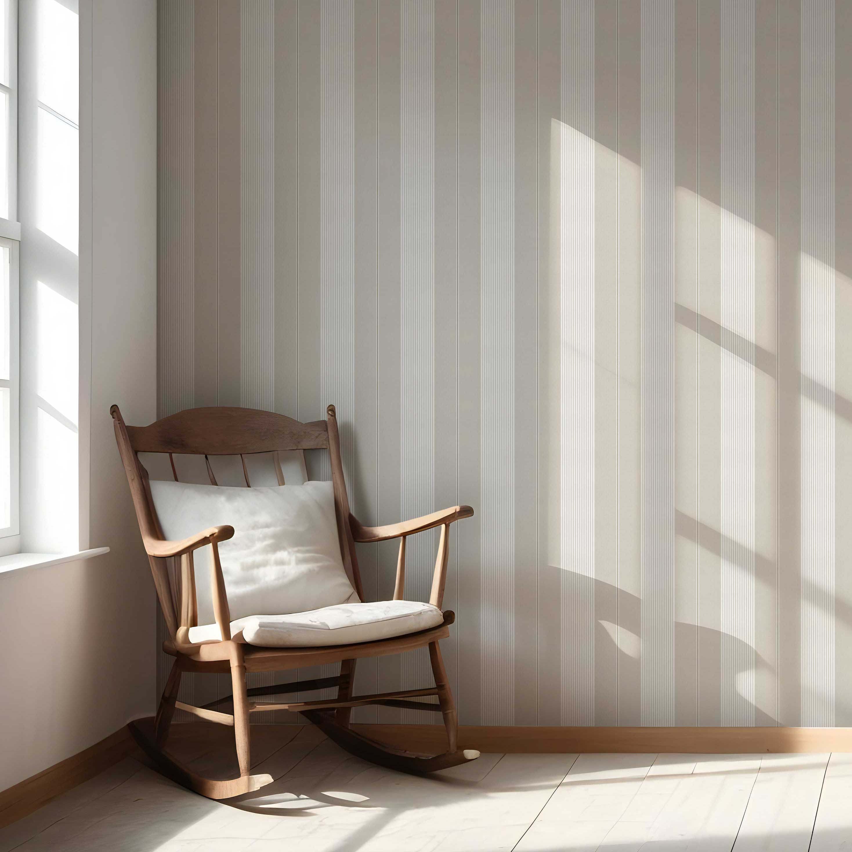 Neutral Geometric Striped Nursery Wallpaper (Greige/ Beige/ Warm Gray)
