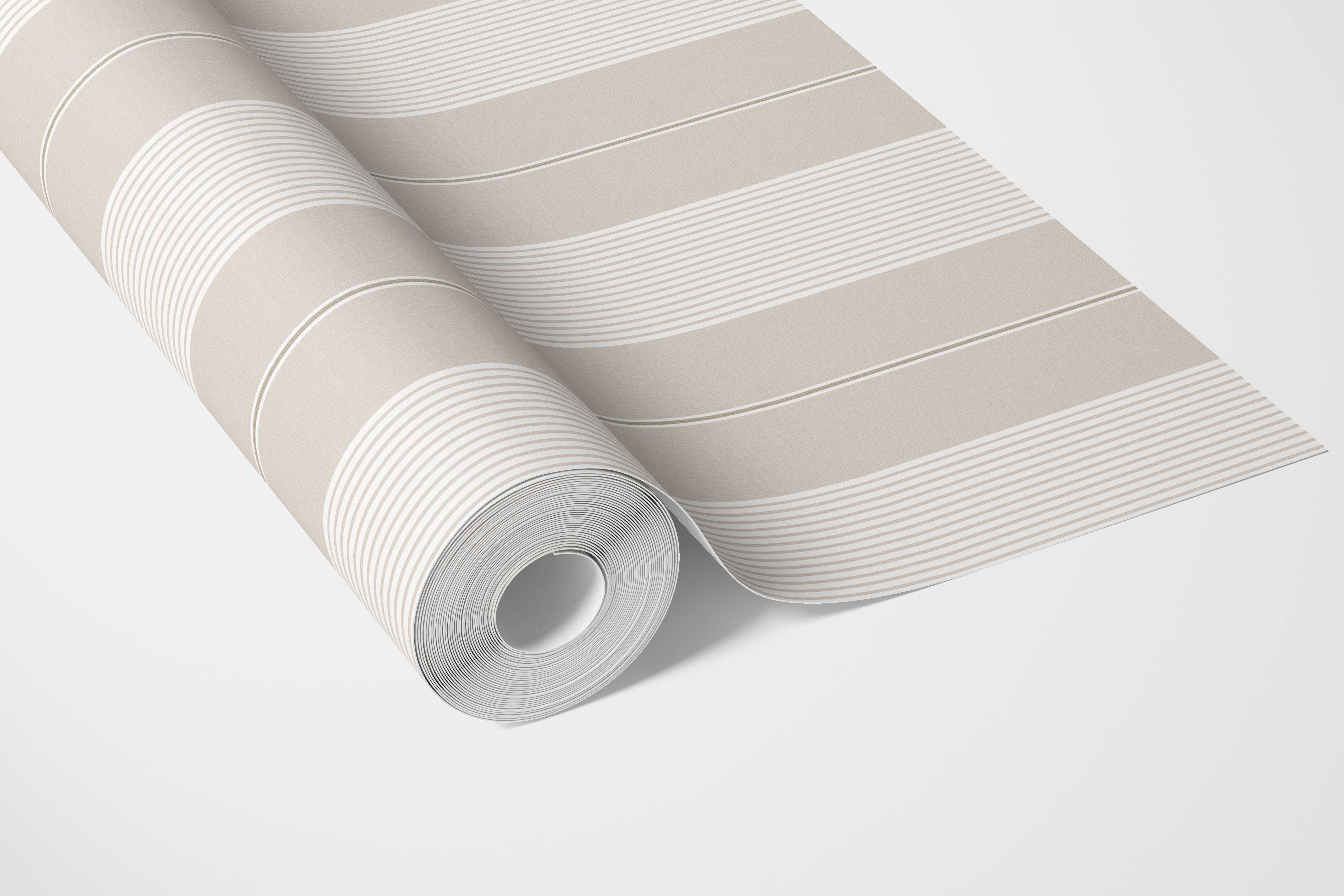 Neutral Geometric Striped Bathroom Wallpaper Sample (Beige/ Greige/ Warm Gray)