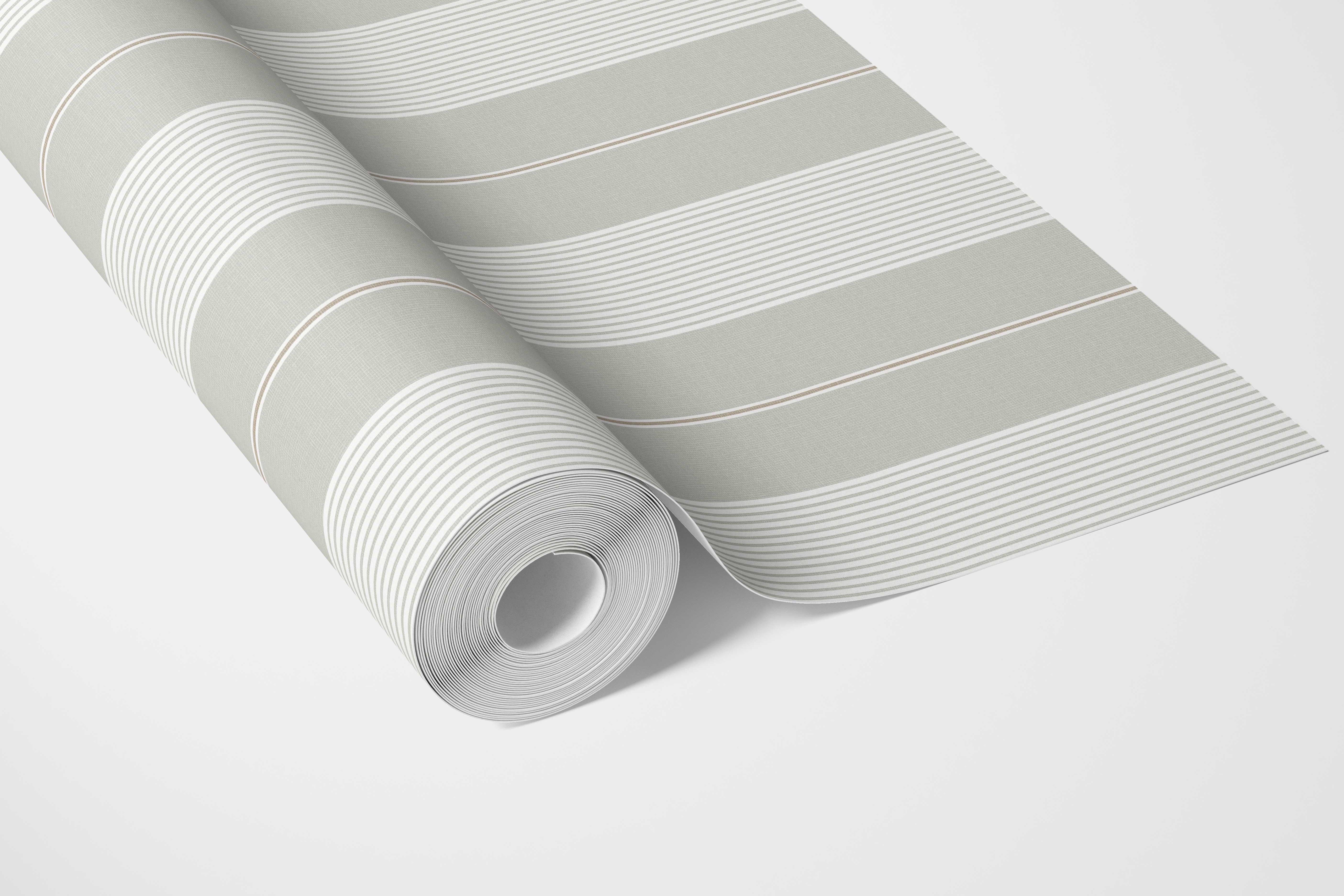 Neutral Geometric Striped Bathroom Wallpaper Sample (Gray-Green)