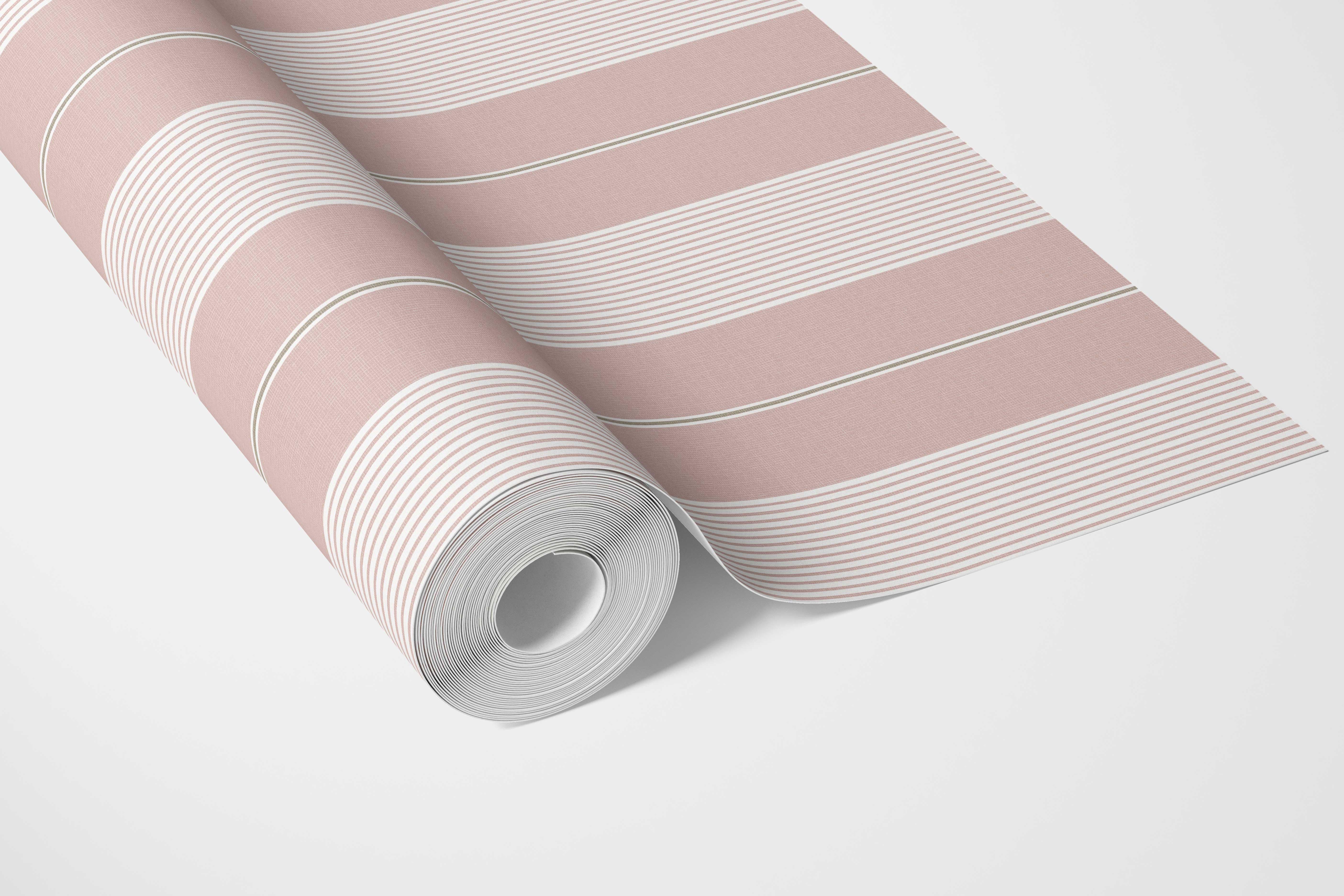 Geometric Striped Bathroom Wallpaper (Pink)