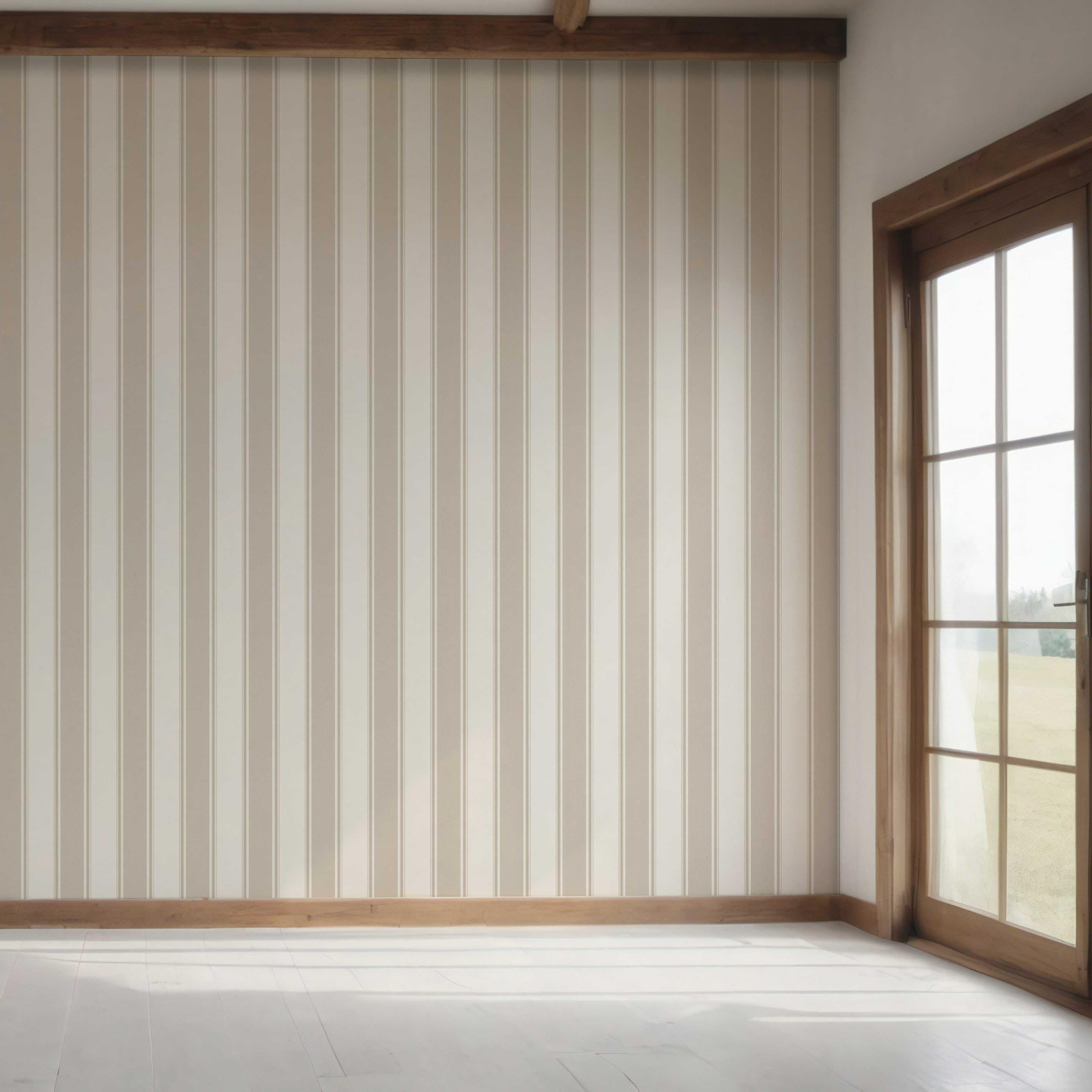 Neutral Geometric Striped Bedroom Wallpaper (Beige)