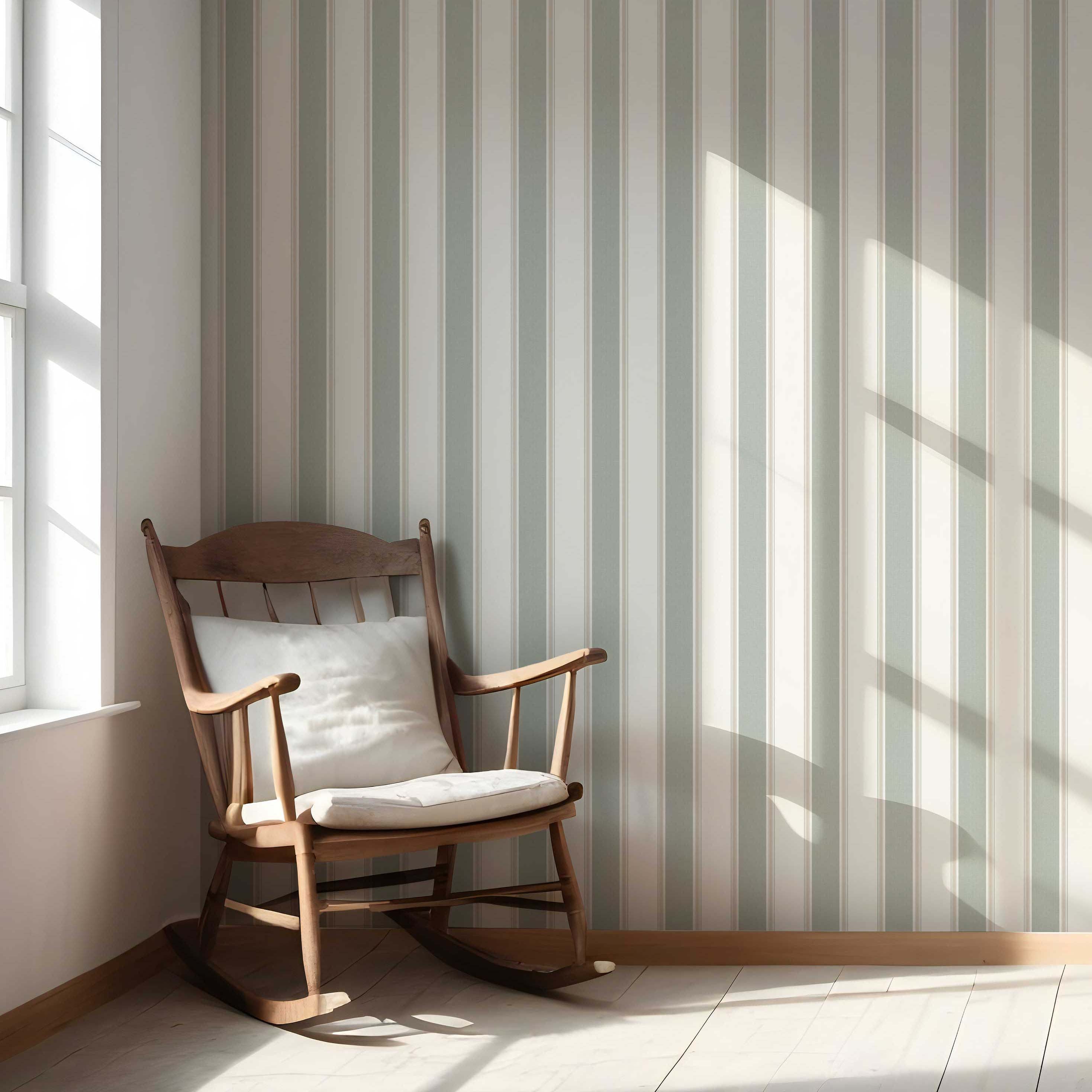 Geometric Striped Nursery Wallpaper (Sage Green)