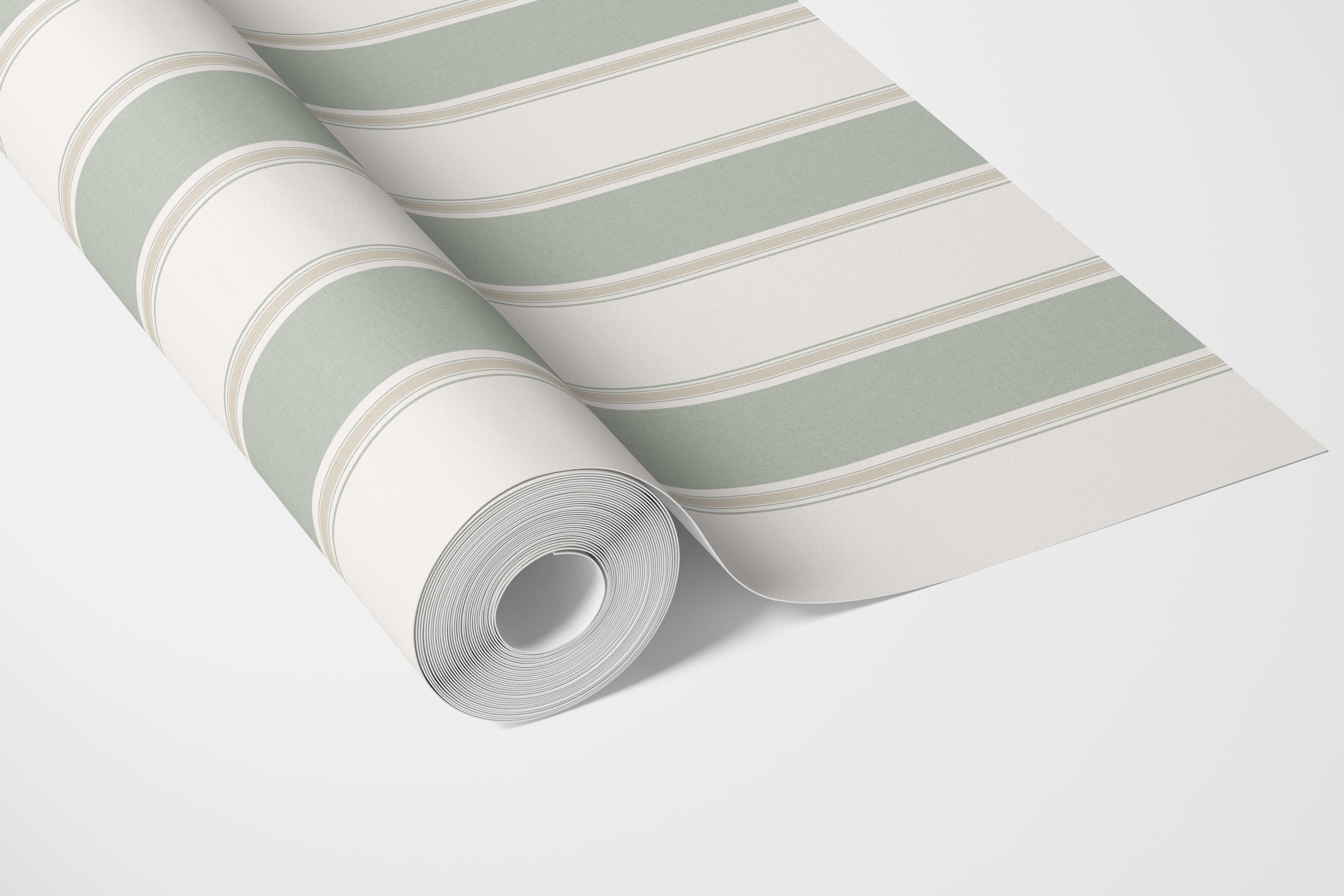 Geometric Striped Bathroom Wallpaper (Sage Green)