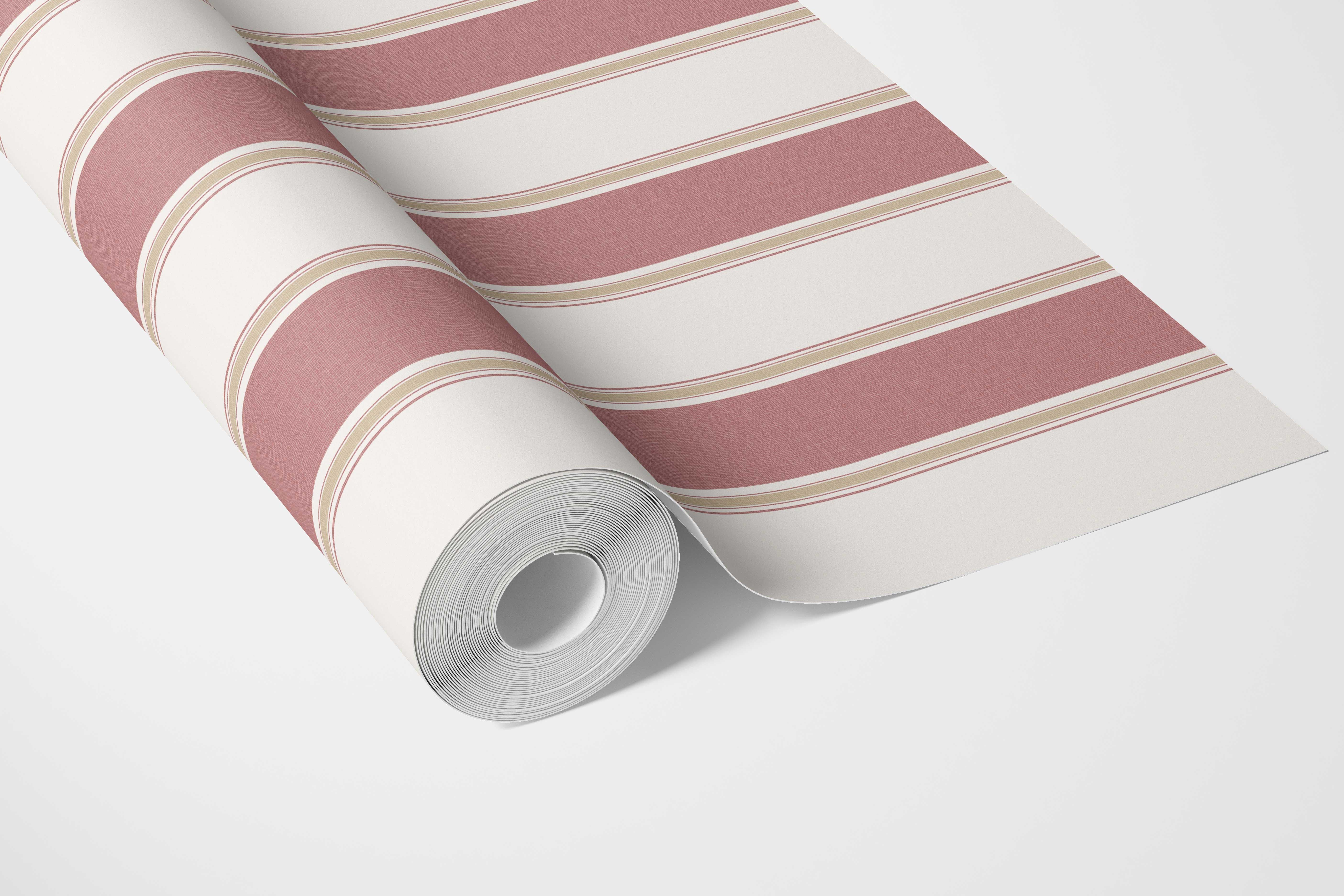 Geometric Striped Bathroom Wallpaper Sample (Pastel Pink)