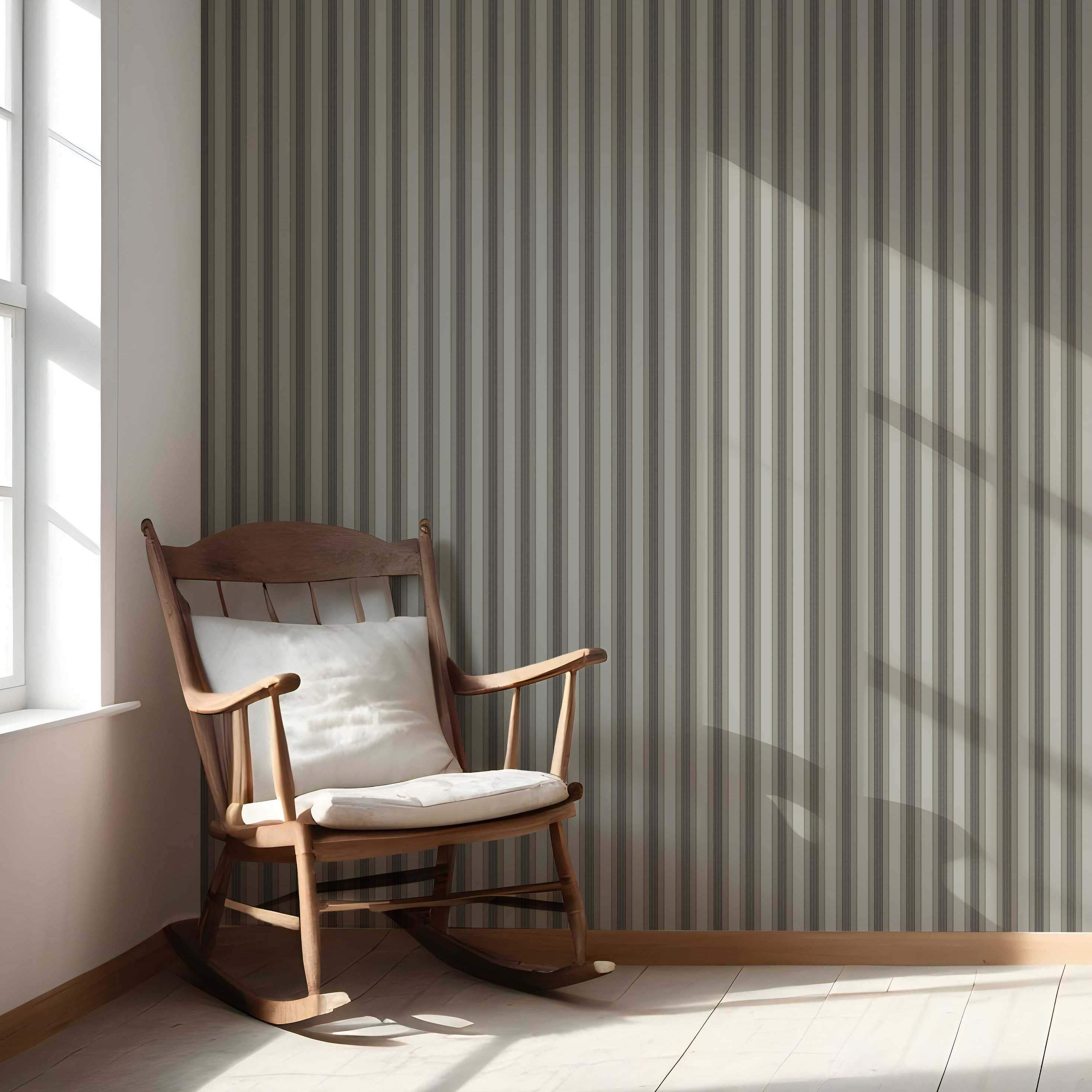 Neutral Geometric Striped Living Room Wallpaper Sample (Brown/ Beige/ Taupe Gray)