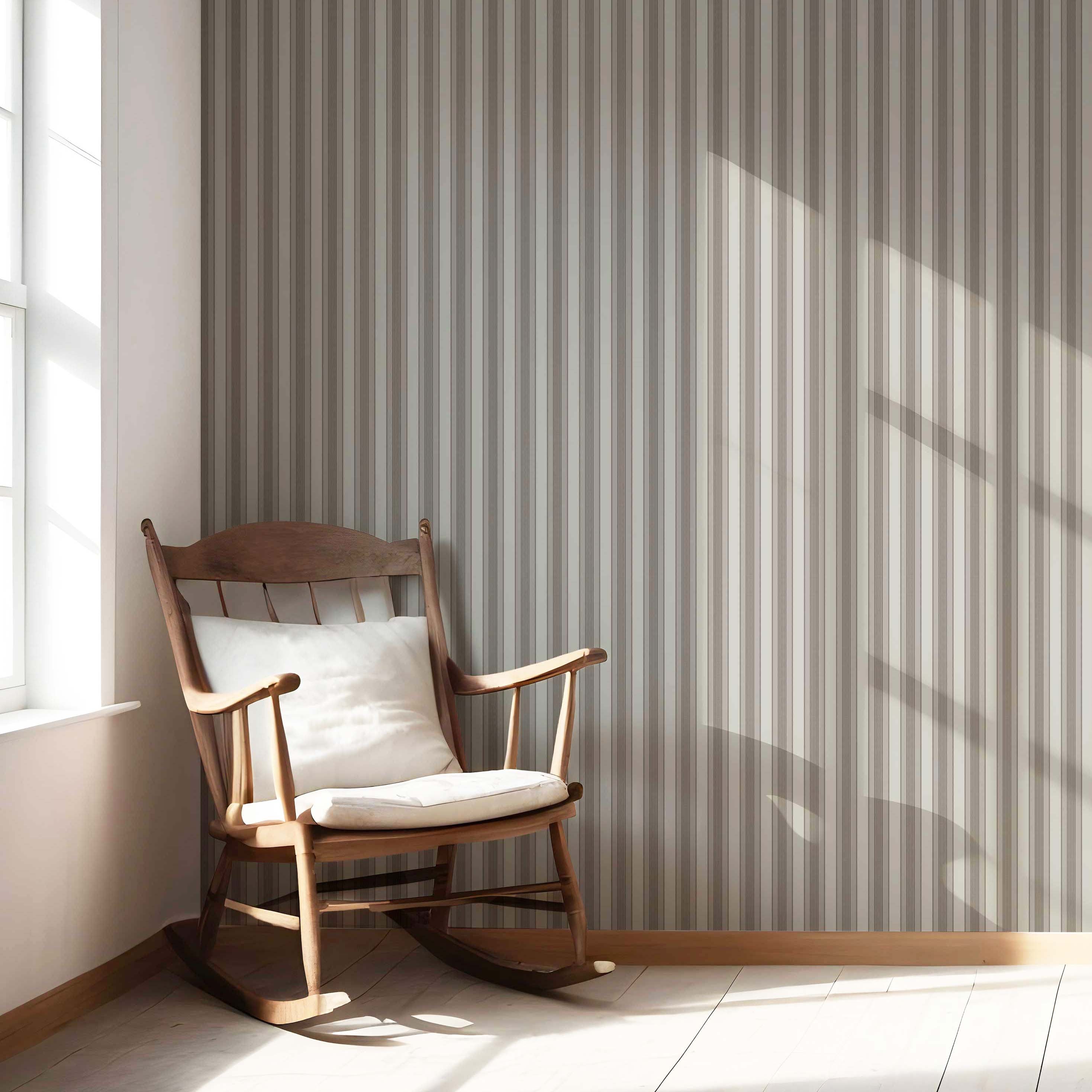 Neutral Geometric Striped Living Room Wallpaper Sample (Beige/ Brown/ Warm Gray)