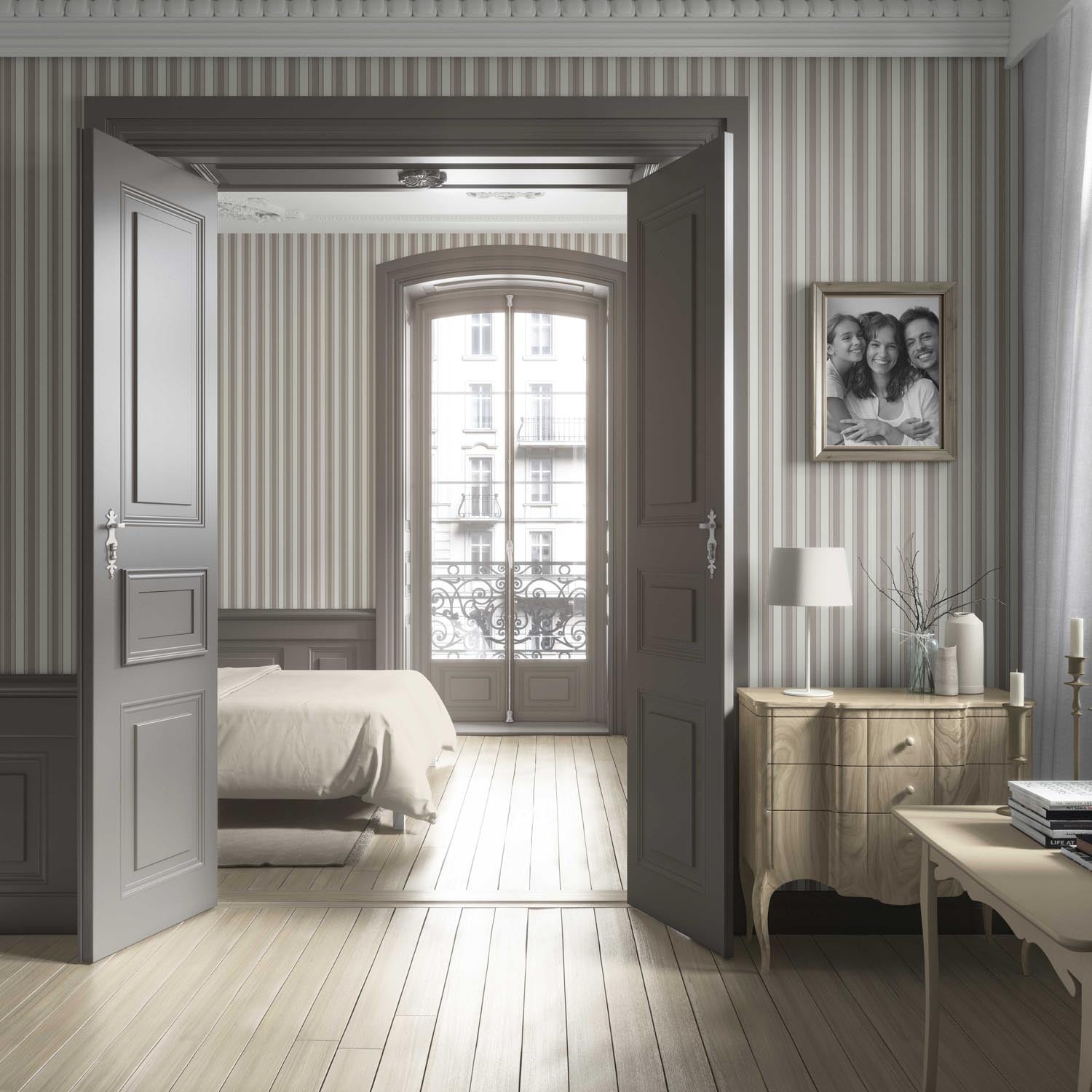 Neutral Geometric Striped Kitchen Wallpaper (Beige/ Brown/ Warm Gray)