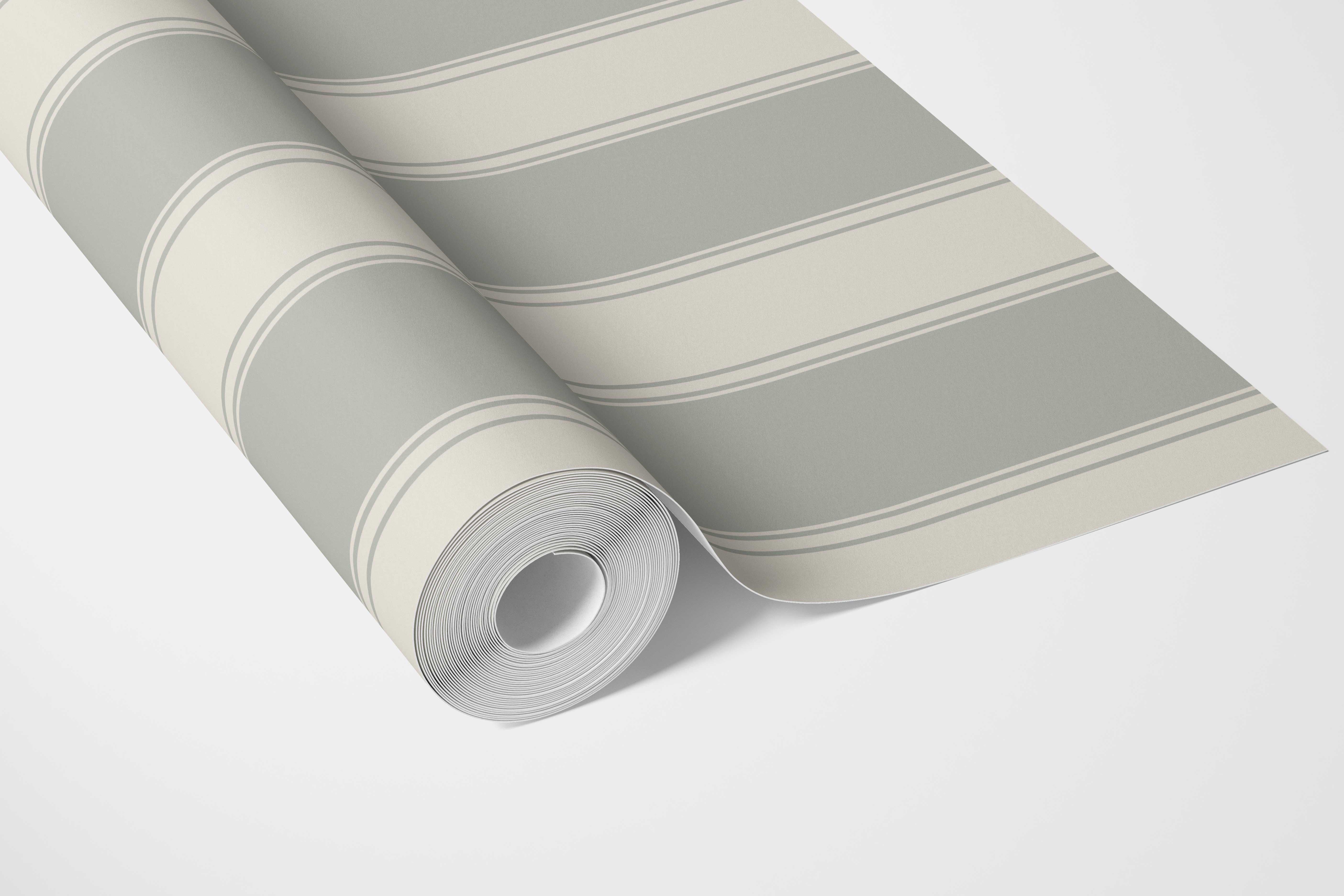 Neutral Geometric Striped Bathroom Wallpaper (Sage Gray)