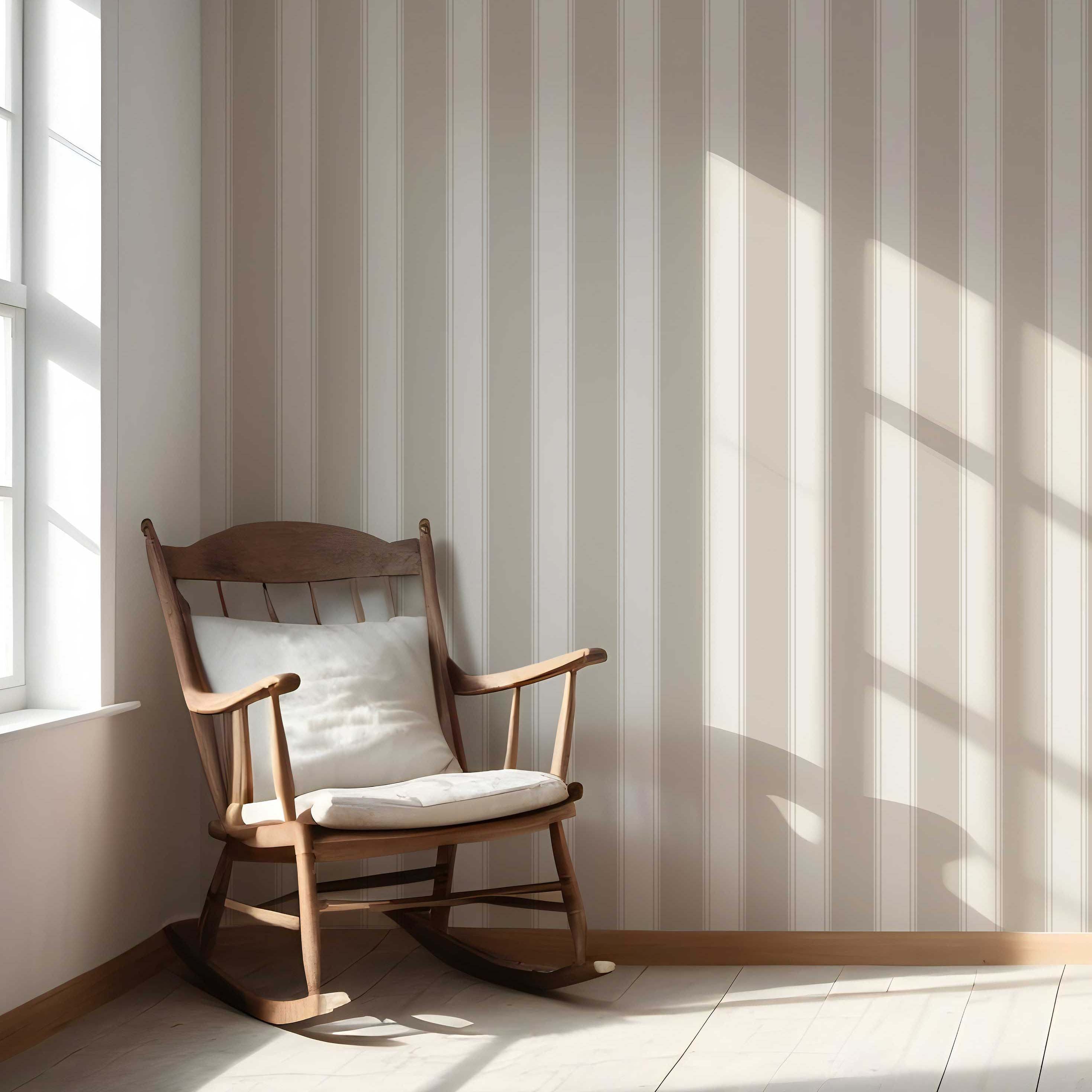 Neutral Geometric Striped Nursery Wallpaper Sample (Greige/ Taupe/ Warm Gray)