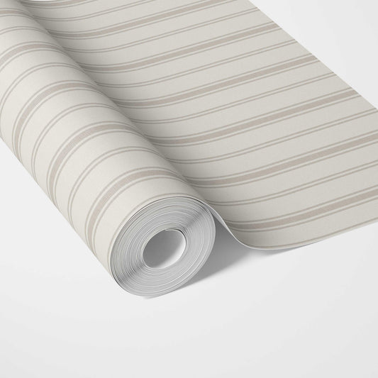 Neutral Geometric Striped Traditional Wallpaper Sample (Cream/ Beige/ Gray)