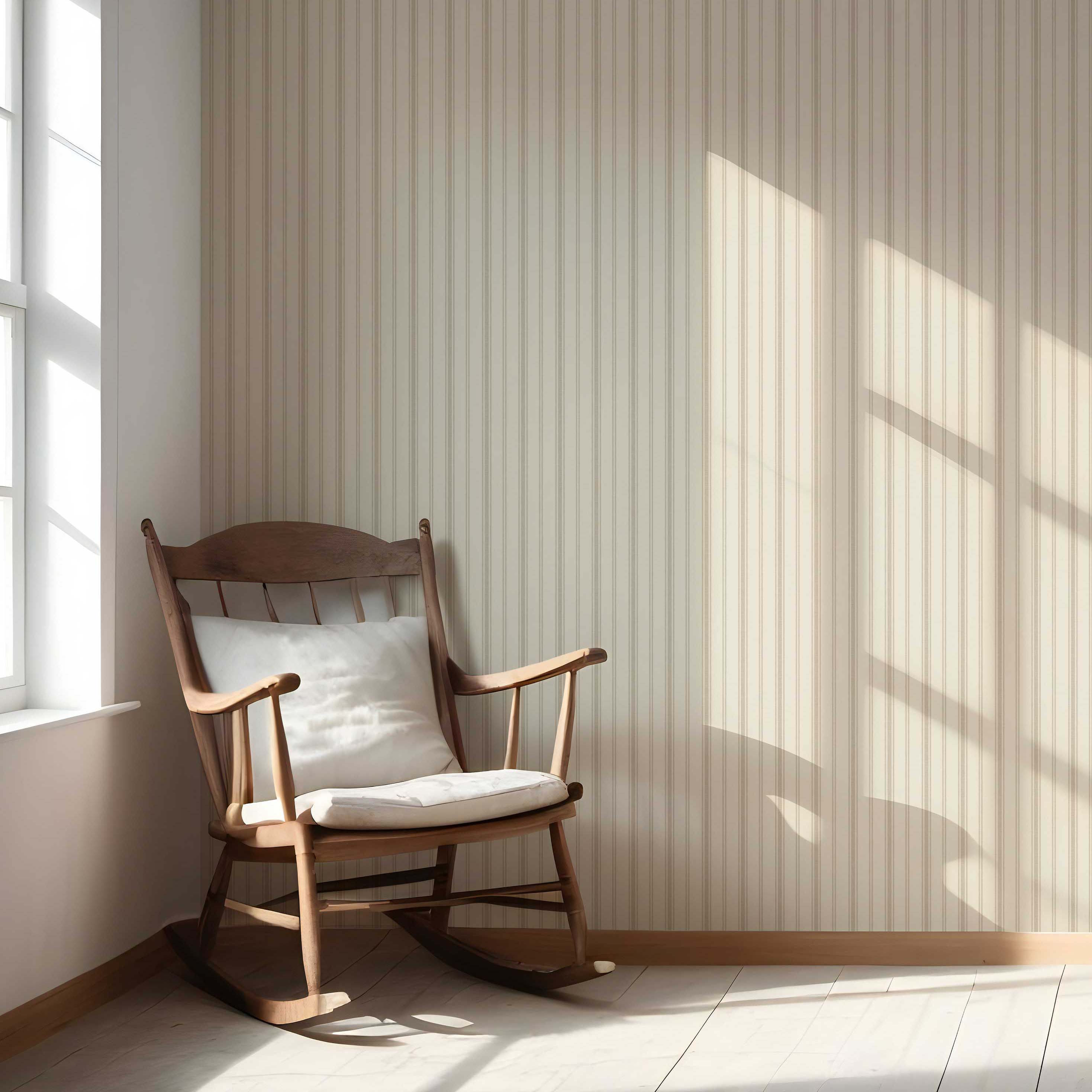 Neutral Geometric Striped Nursery Wallpaper Sample (Beige/ Taupe)