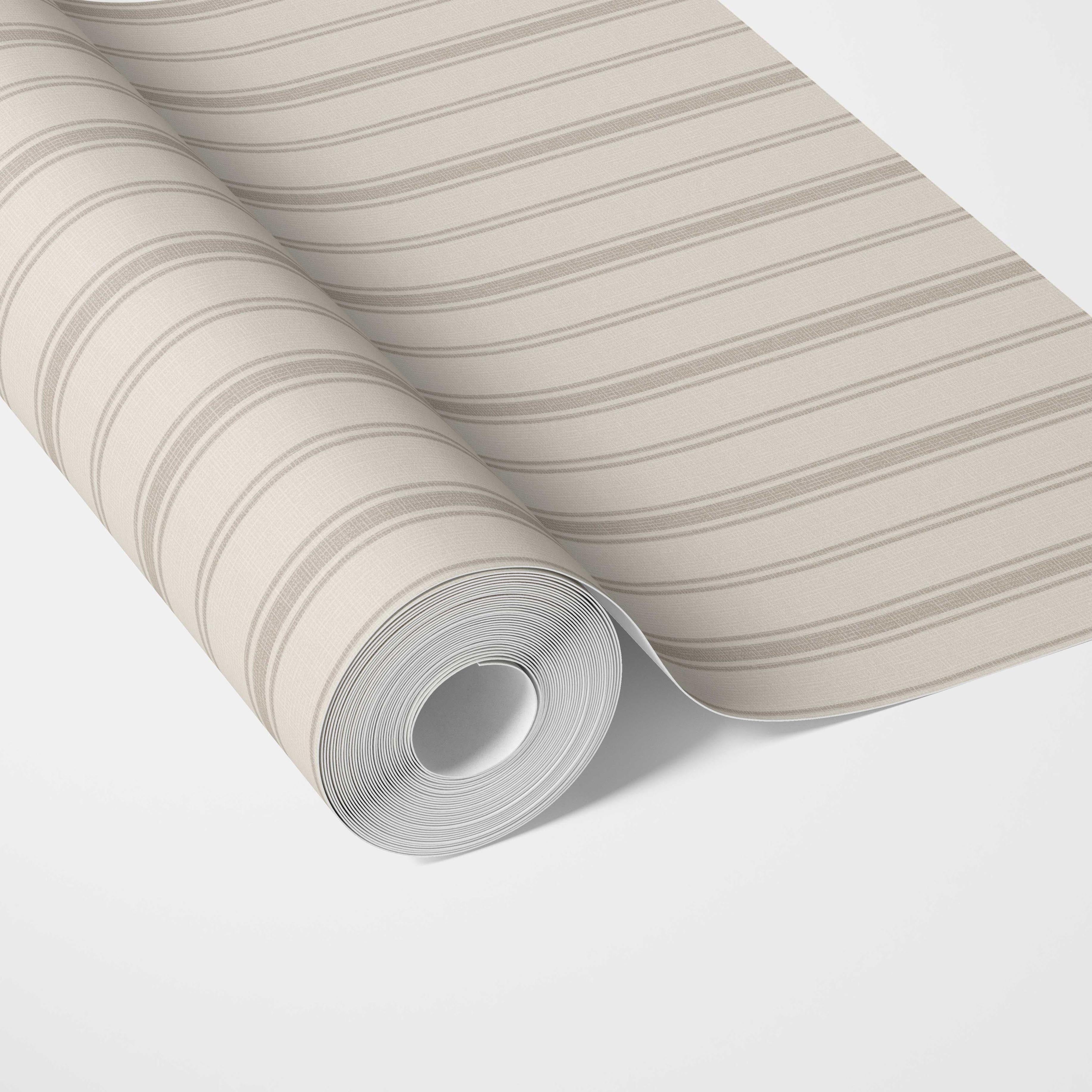 Neutral Geometric Striped Traditional Wallpaper Sample (Beige/ Greige/ Taupe)
