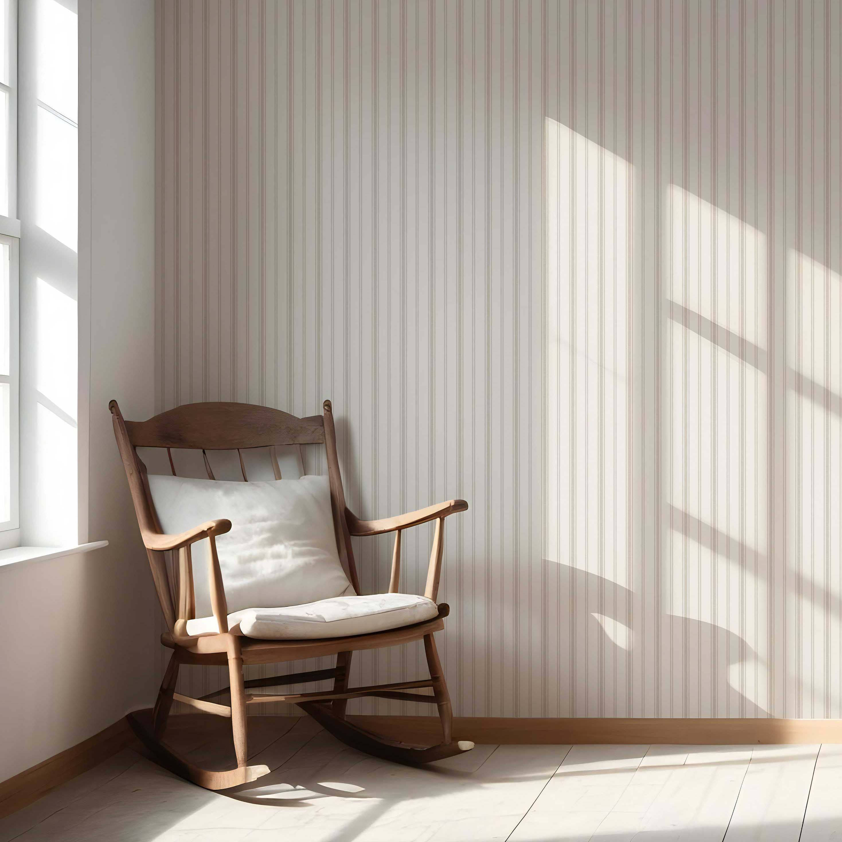 Neutral Geometric Striped Nursery Wallpaper Sample (Greige/ Taupe Gray)