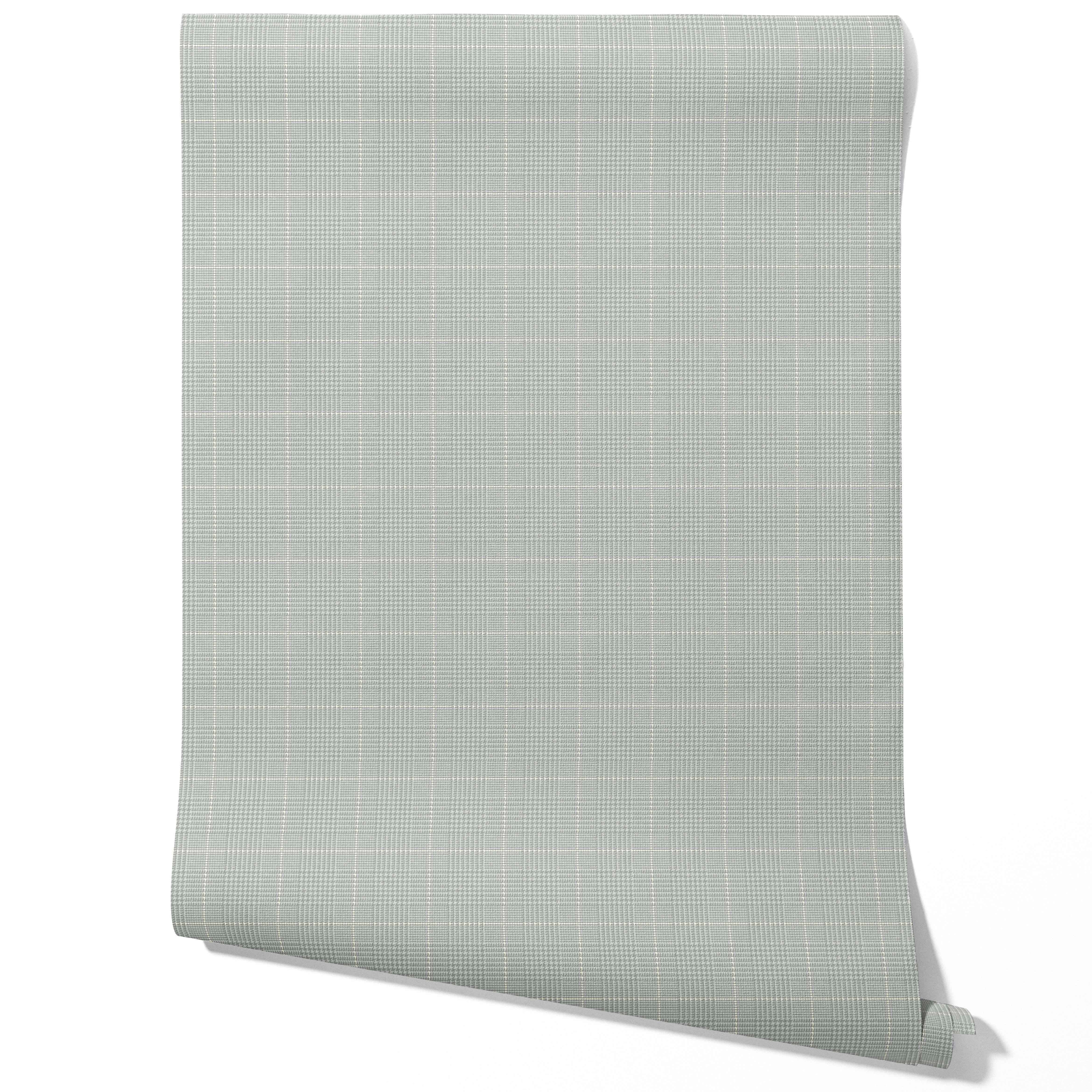 Neutral Textured Check/ Geometric Bathroom Wallpaper (Sage Grey)