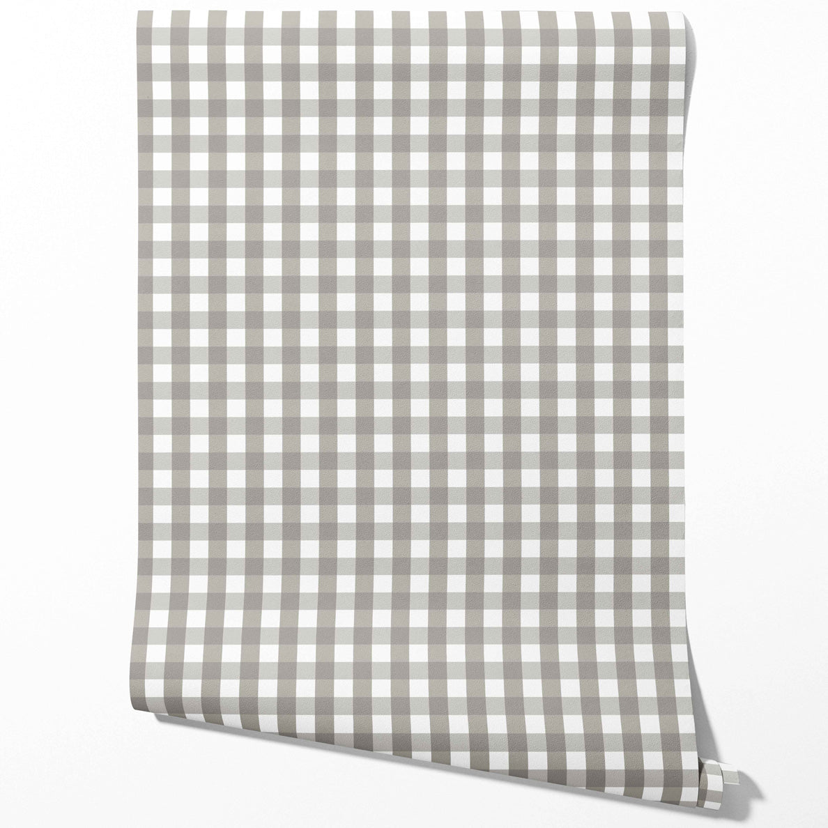 Neutral Geometric Gingham Traditional Wallpaper (Stone Gray)