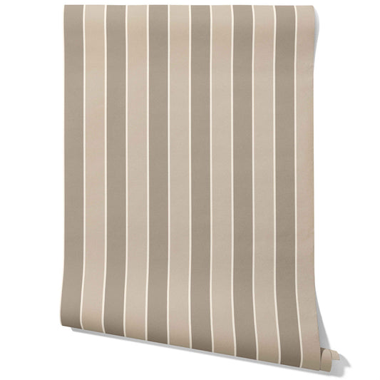 Neutral Geometric Striped Traditional Wallpaper (Taupe Gray/ Brown)