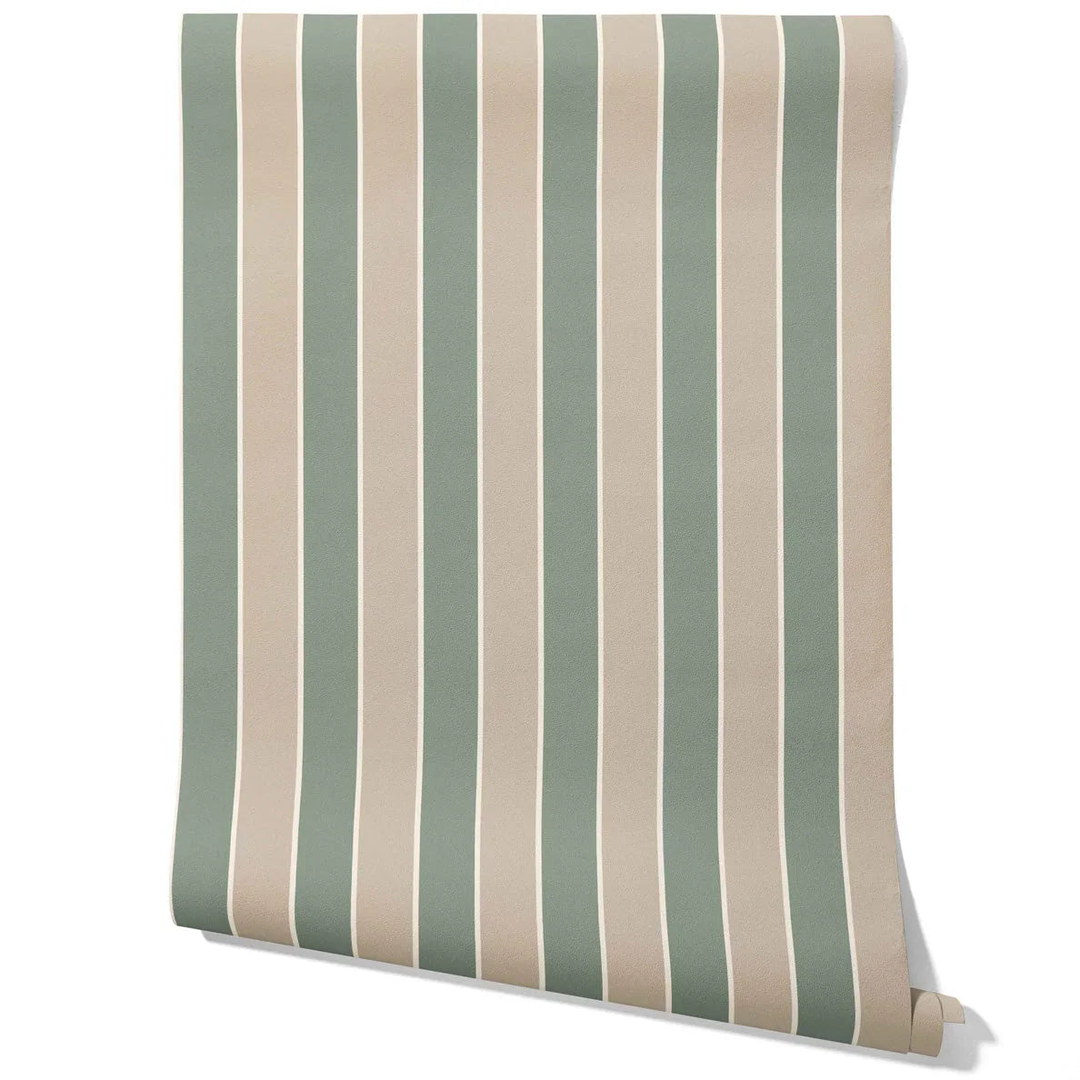Geometric Striped Traditional Wallpaper Sample (Green / Beige)