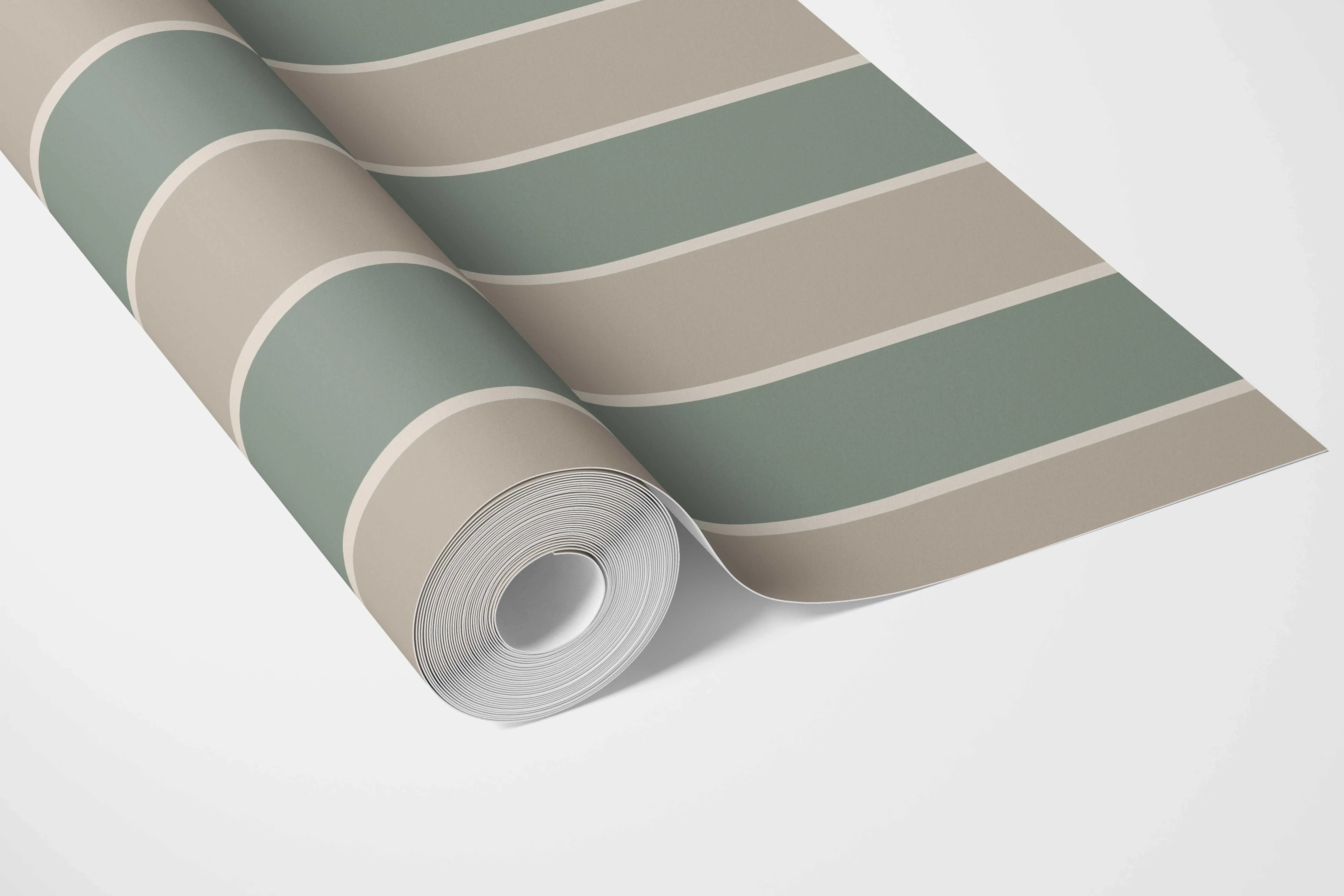 Geometric Striped Nursery Wallpaper Sample (Green / Beige)