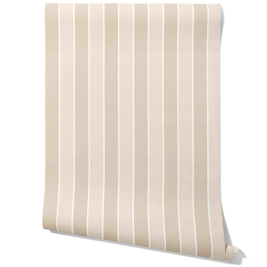 Neutral Geometric Striped Traditional Wallpaper (Beige/ Cream)