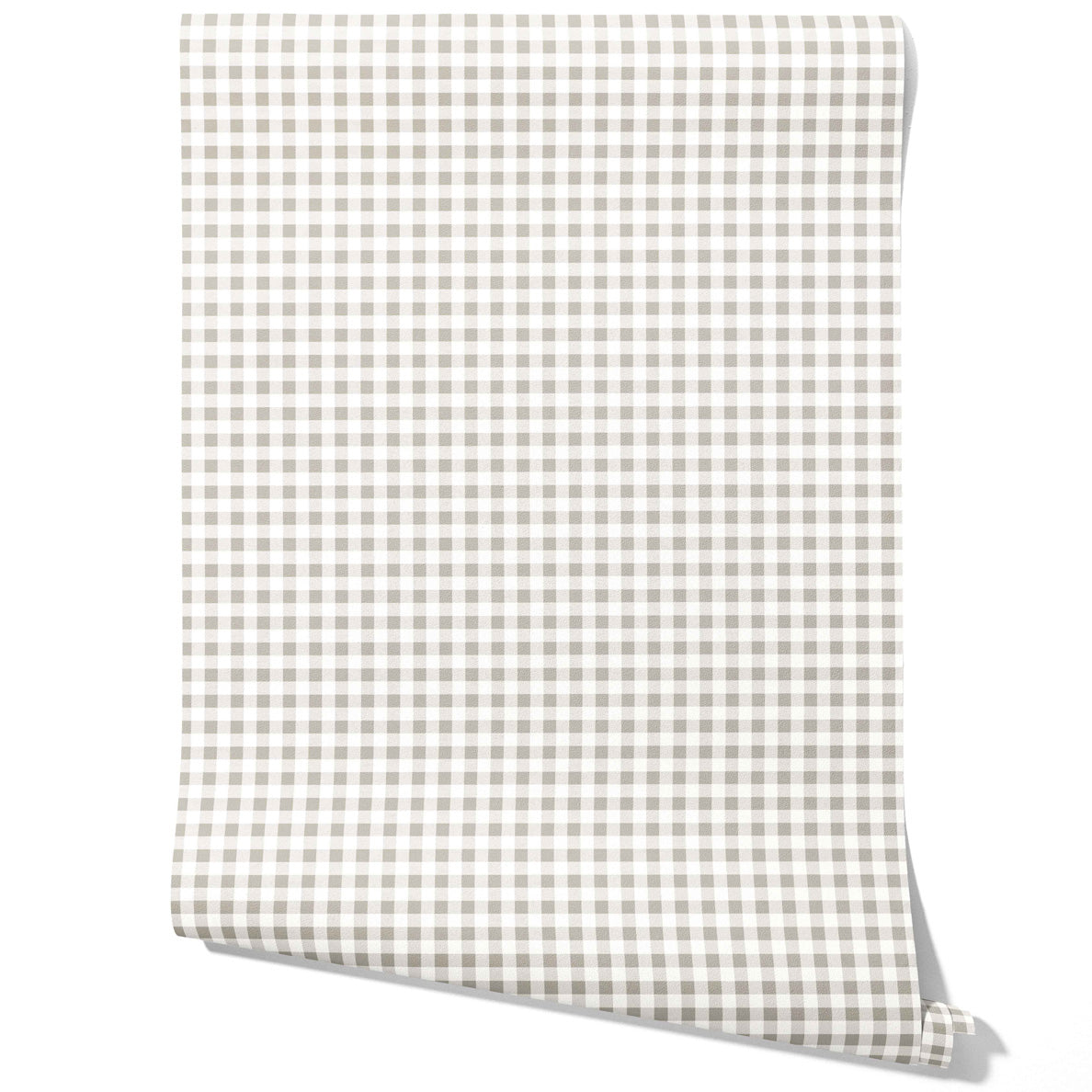 Neutral Gingham Checkered Traditional Wallpaper Sample (Gray)