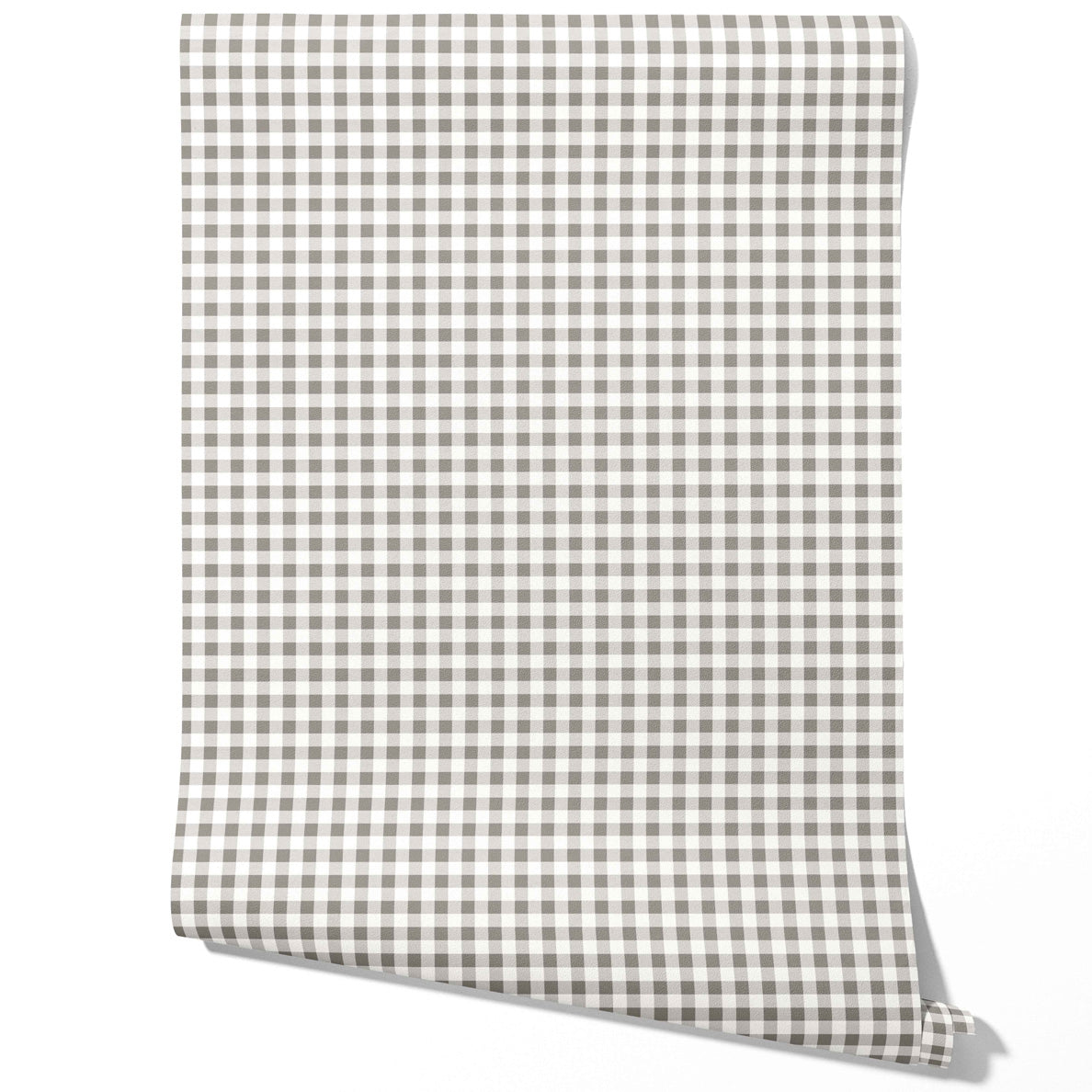 Neutral Gingham Checkered Traditional Wallpaper Sample (Gray)
