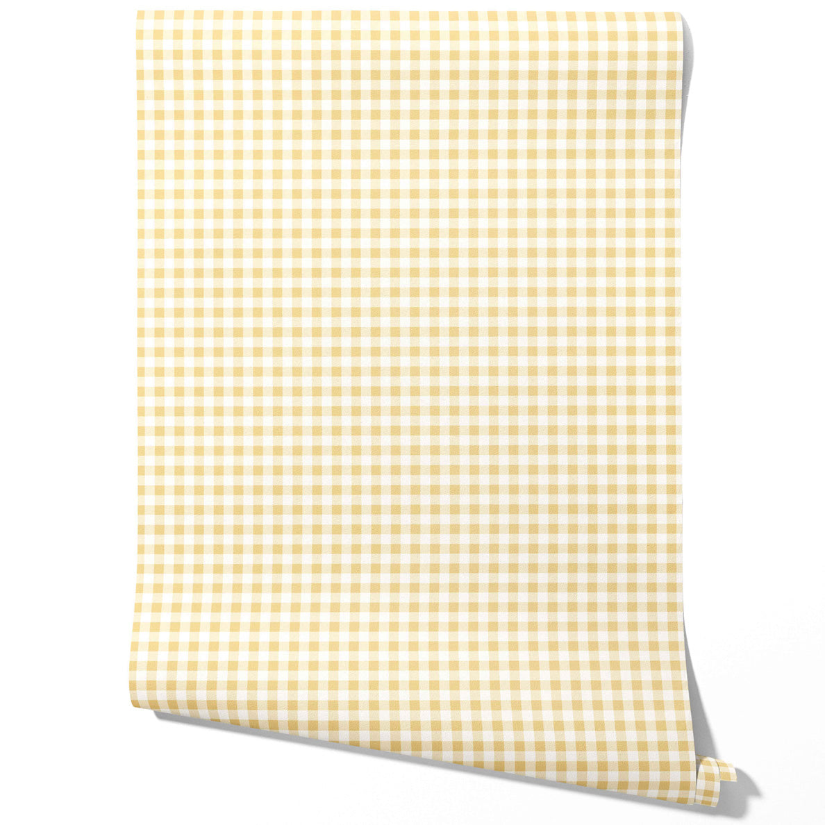 Gingham Checkered Traditional Wallpaper Sample (Yellow)