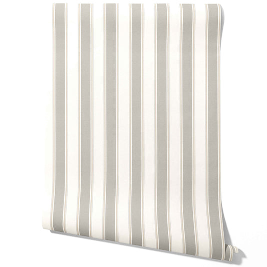 Neutral Geometric Striped Traditional Wallpaper Sample (Gray/ Beige/ Taupe)