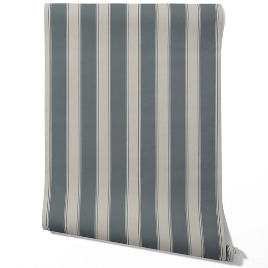 Neutral Geometric Striped Traditional Wallpaper Sample (Slate Gray)