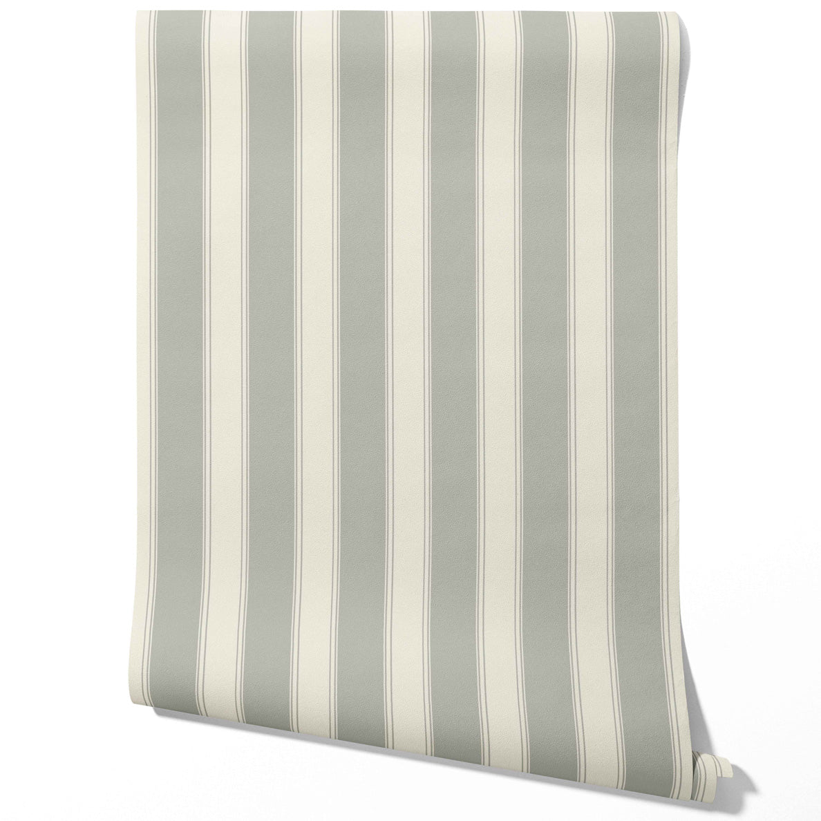 Neutral Geometric Striped Traditional Wallpaper Sample (Sage Gray)