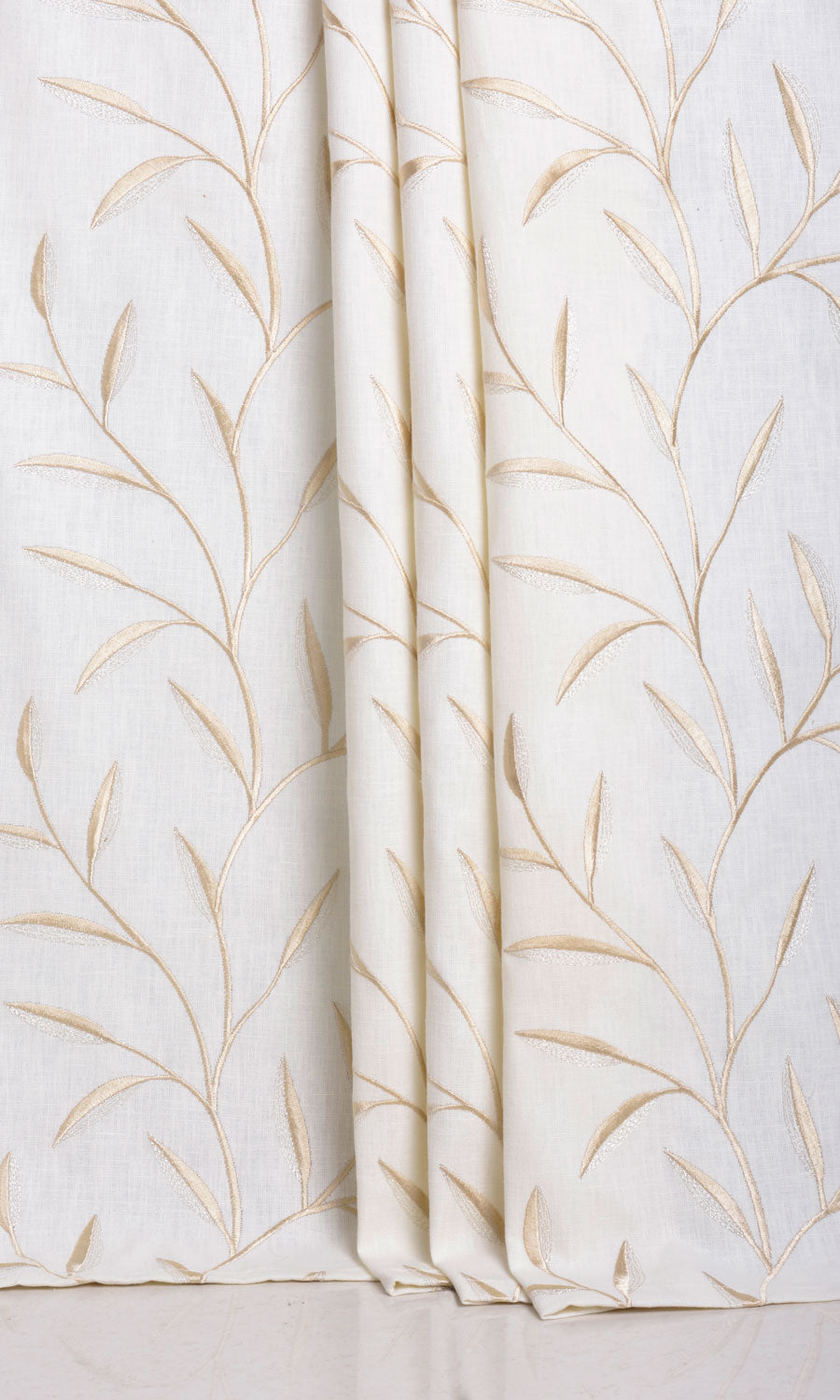 Floral Embroidery Home Décor Fabric Sample (White/ Cream)