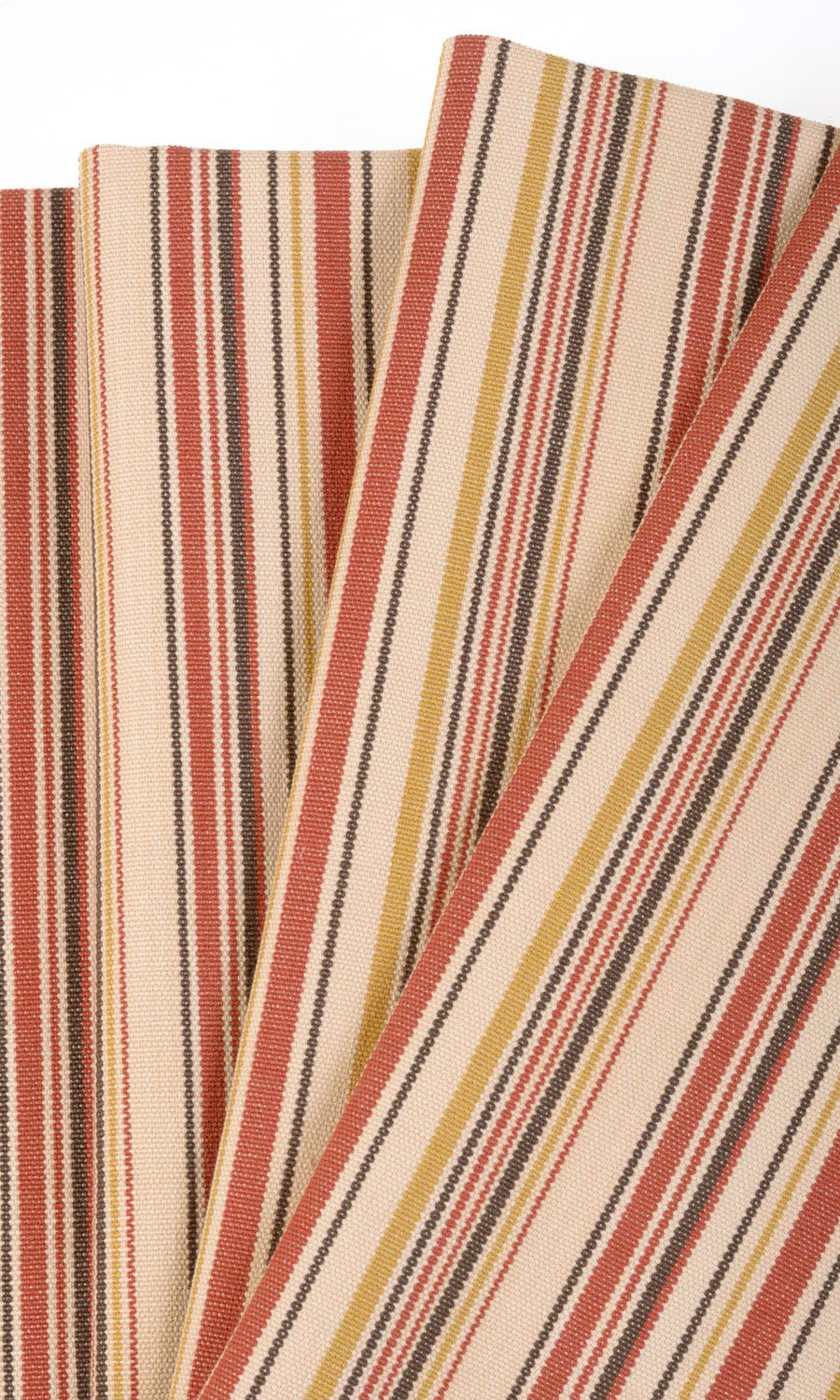 Striped Cotton Fabric Material By the Metre (Beige/ Coral Red)