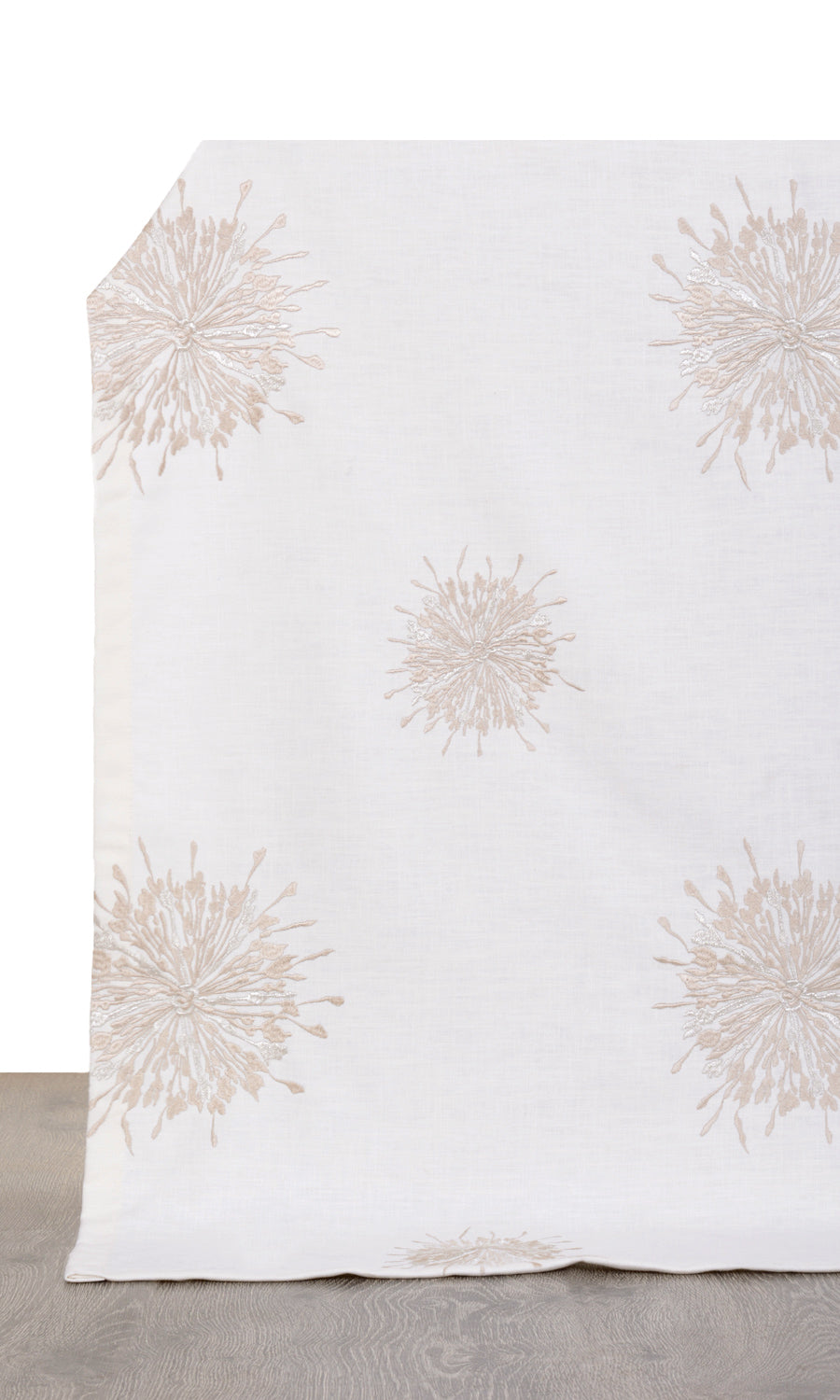 Sunburst Embroidered Home Textile Fabric Material By the Metre (White & Pale Beige)