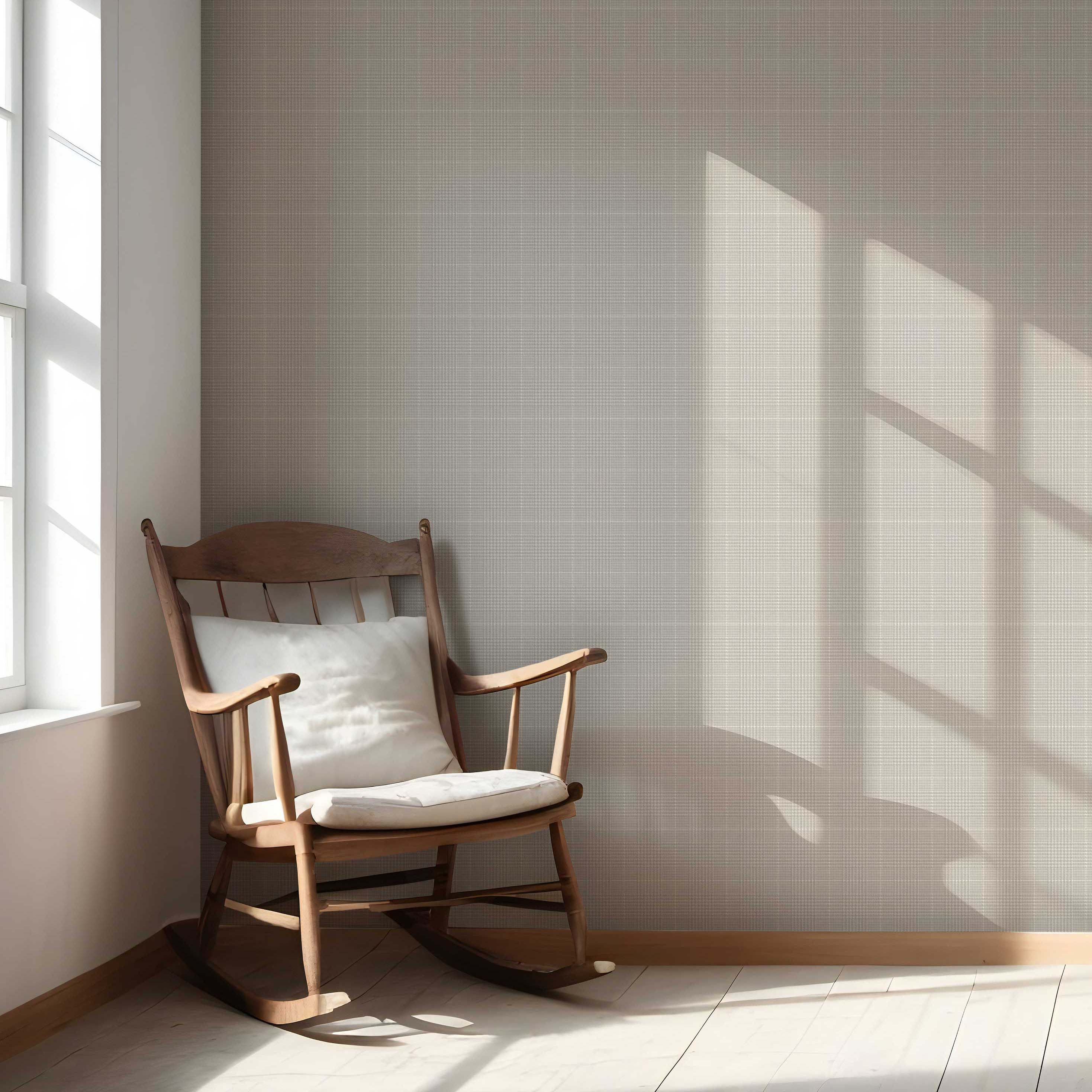 Neutral Textured Check/ Geometric Nursery Wallpaper (Taupe/ Grey)