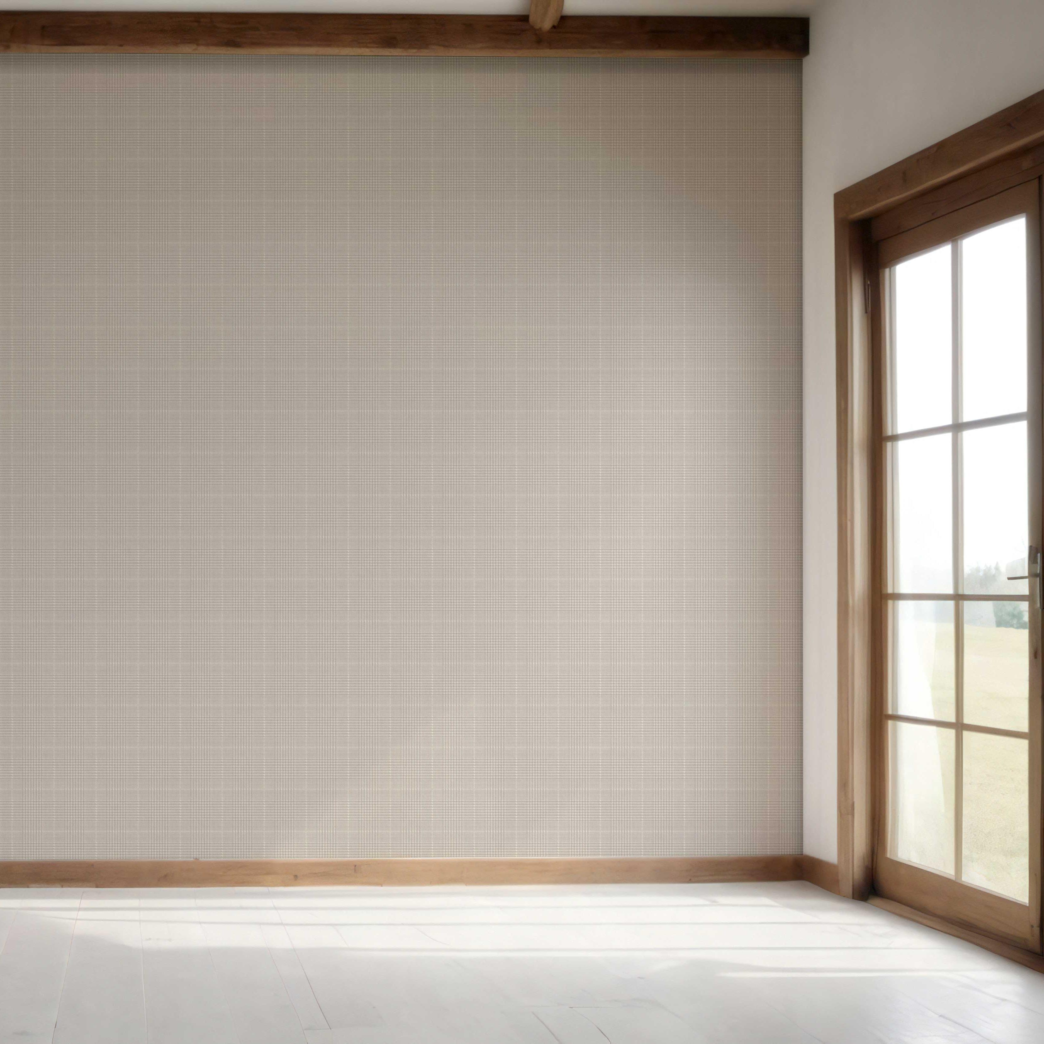 Neutral Textured Check/ Geometric Bedroom Wallpaper Sample (Taupe/ Grey)