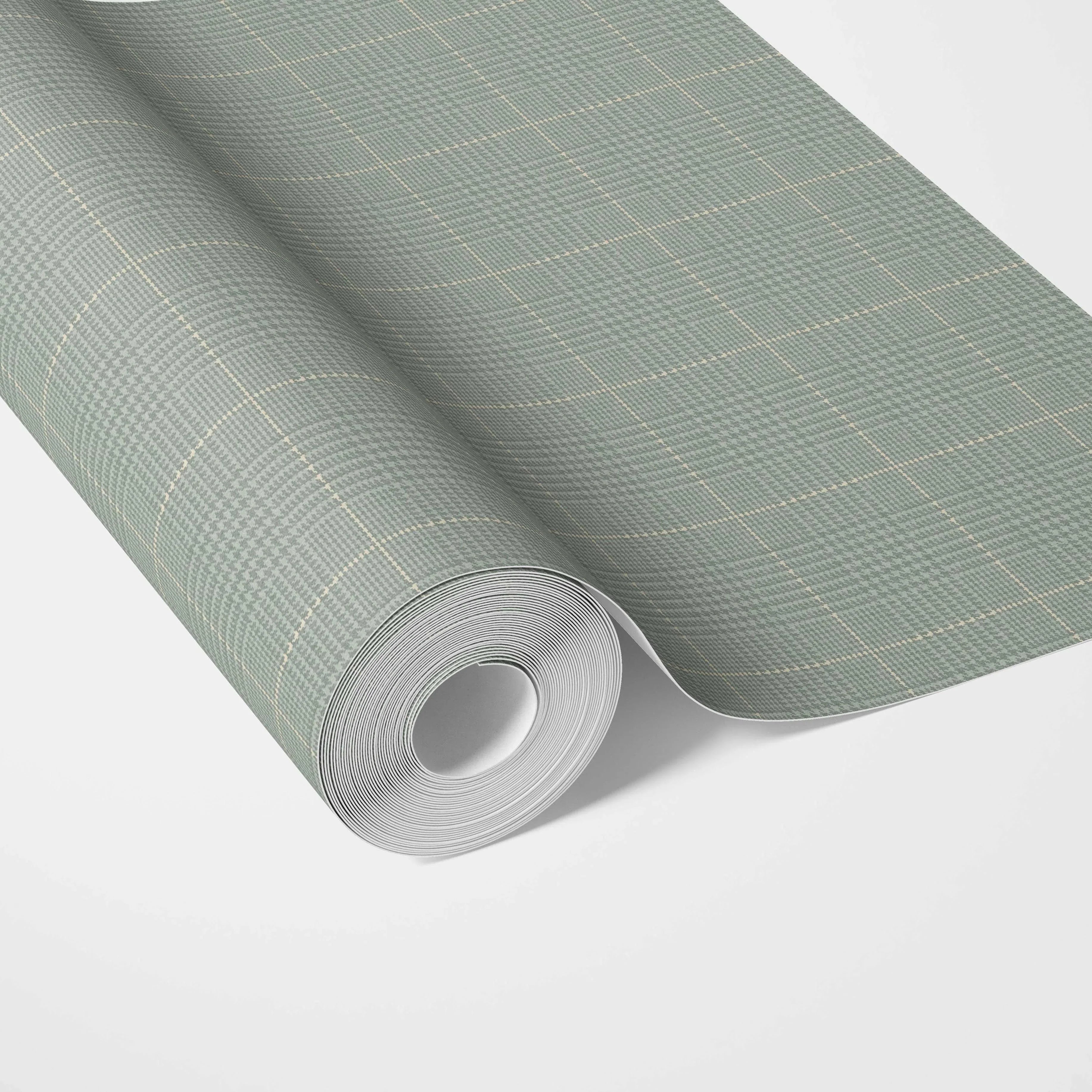 Textured Check/ Geometric Traditional Wallpaper (Sage Green)
